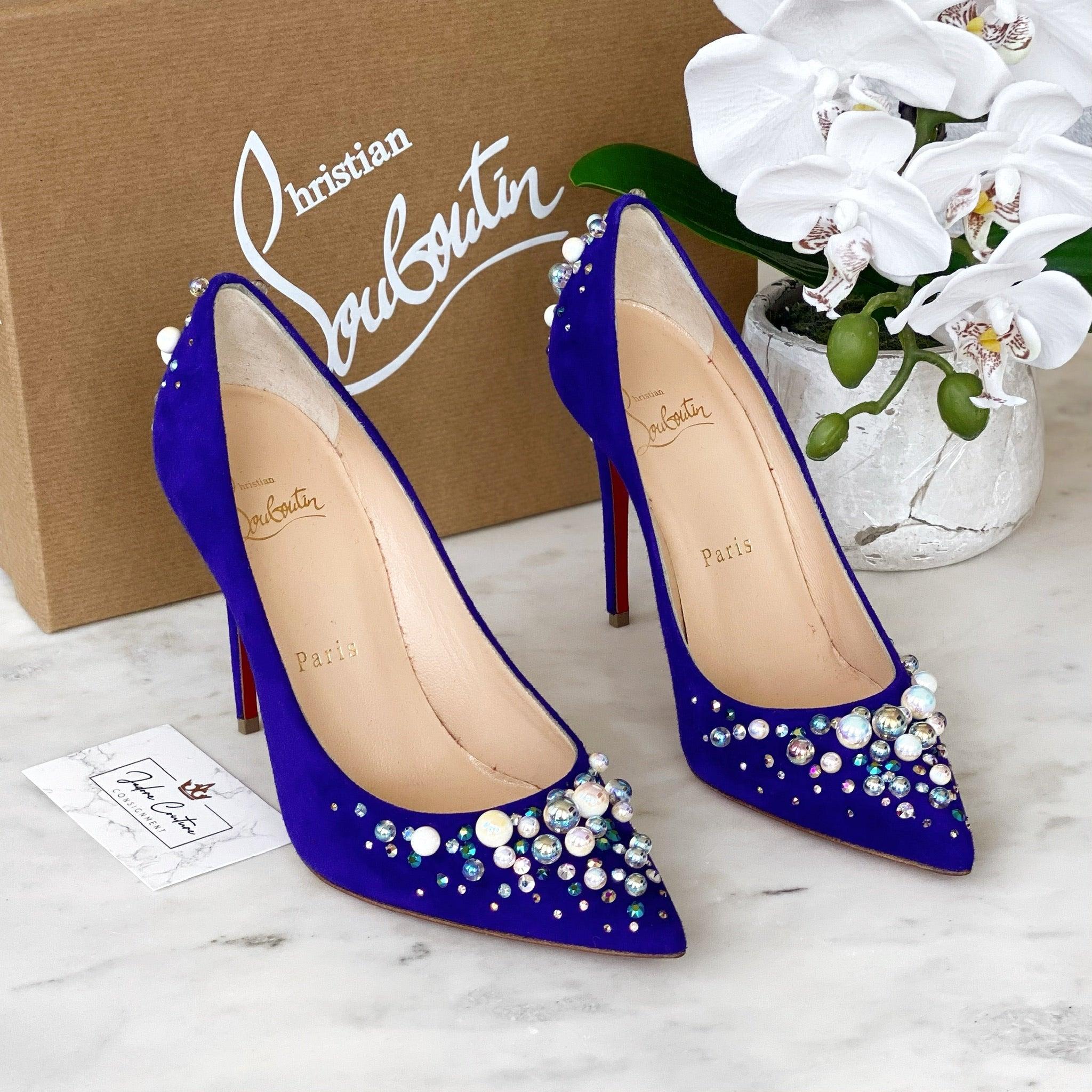 Christian Louboutin Purple Pop Suede Candidate Pumps 35 - Image 6
