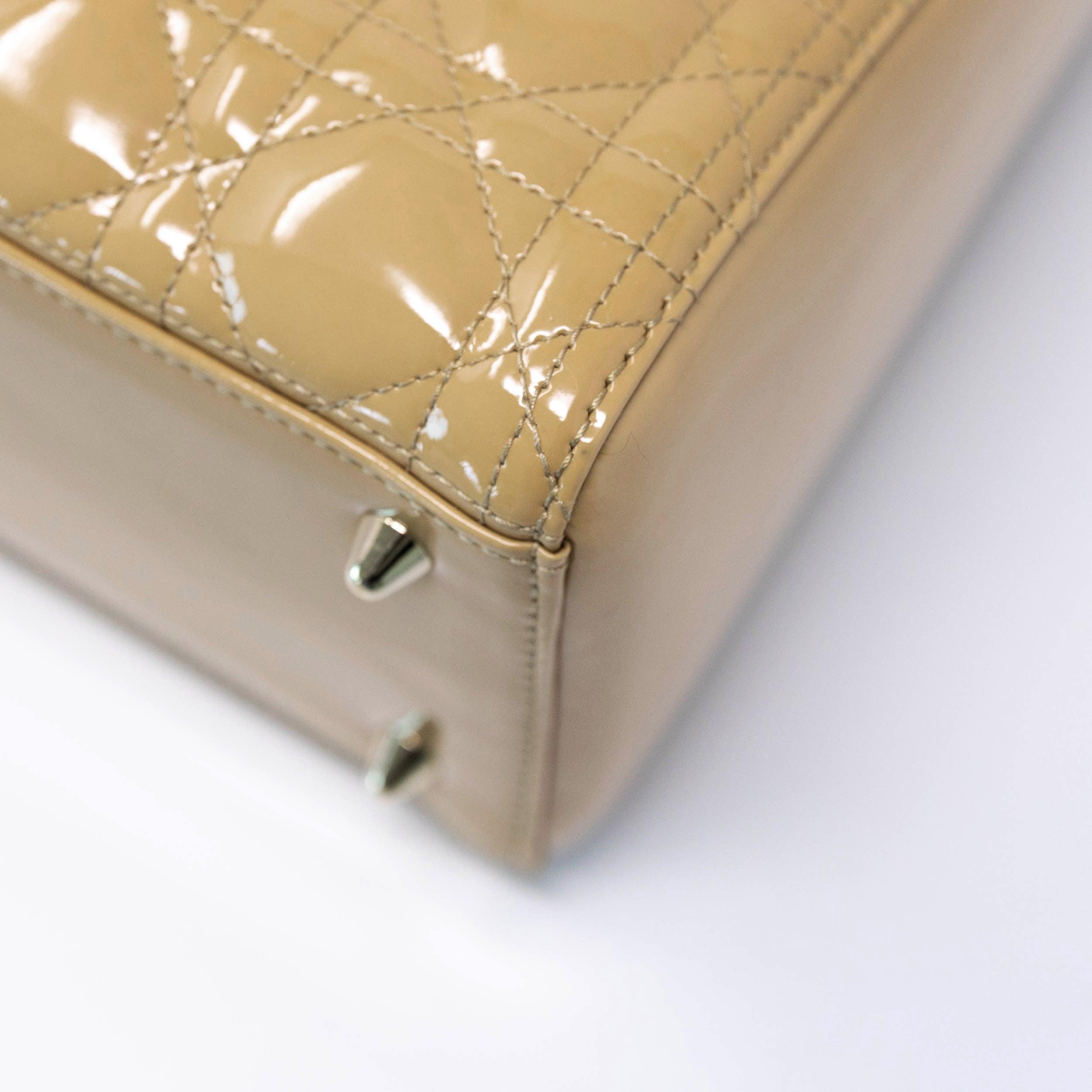 Dior Beige Patent Medium Lady Dior Bag - Image 10