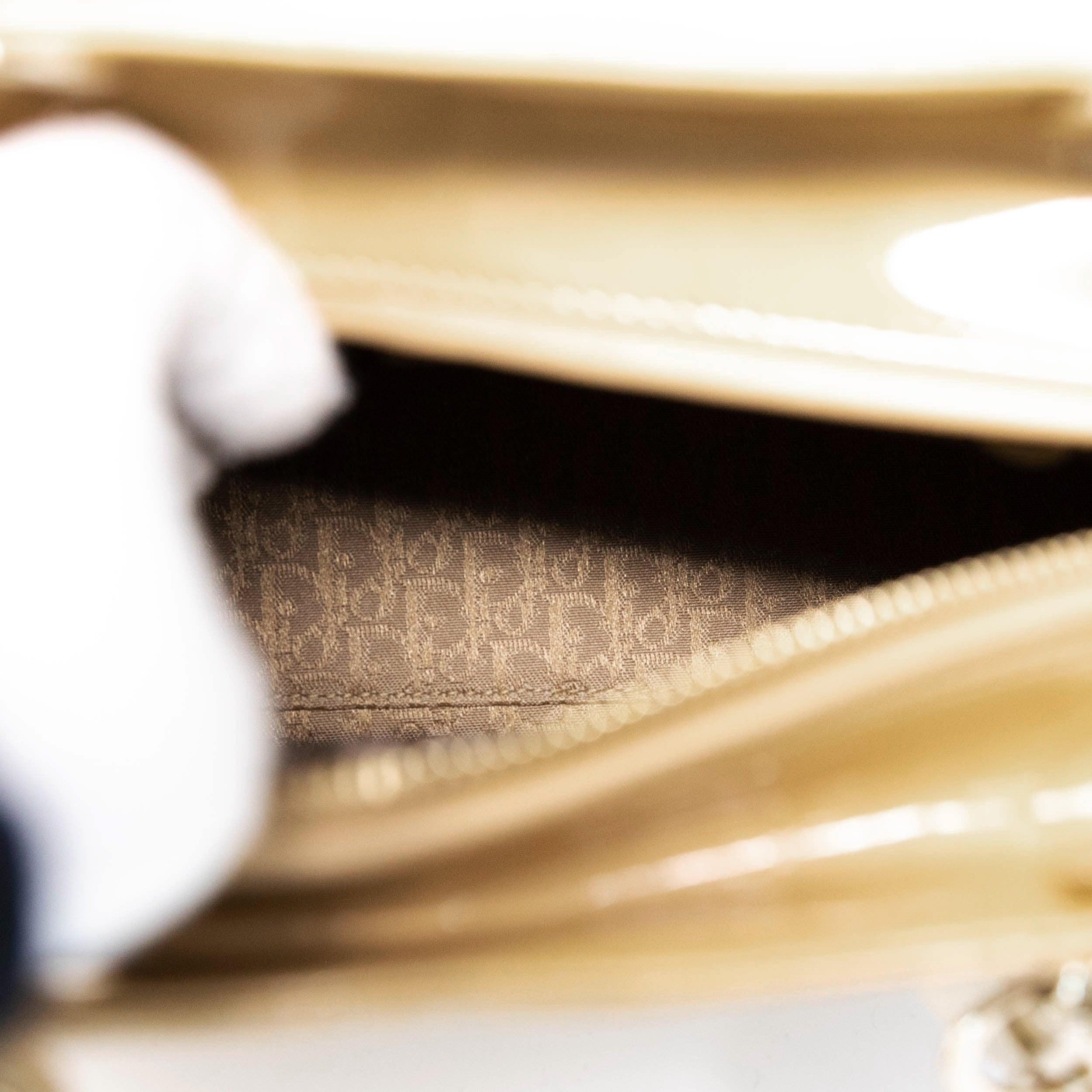 Dior Beige Patent Medium Lady Dior Bag - Image 12
