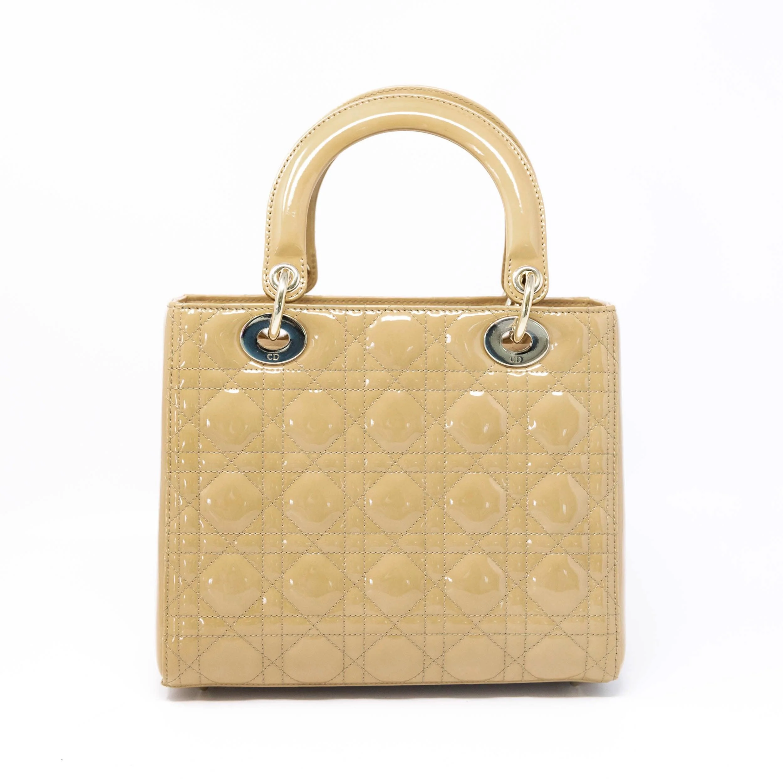 Dior Beige Patent Medium Lady Dior Bag - Image 3