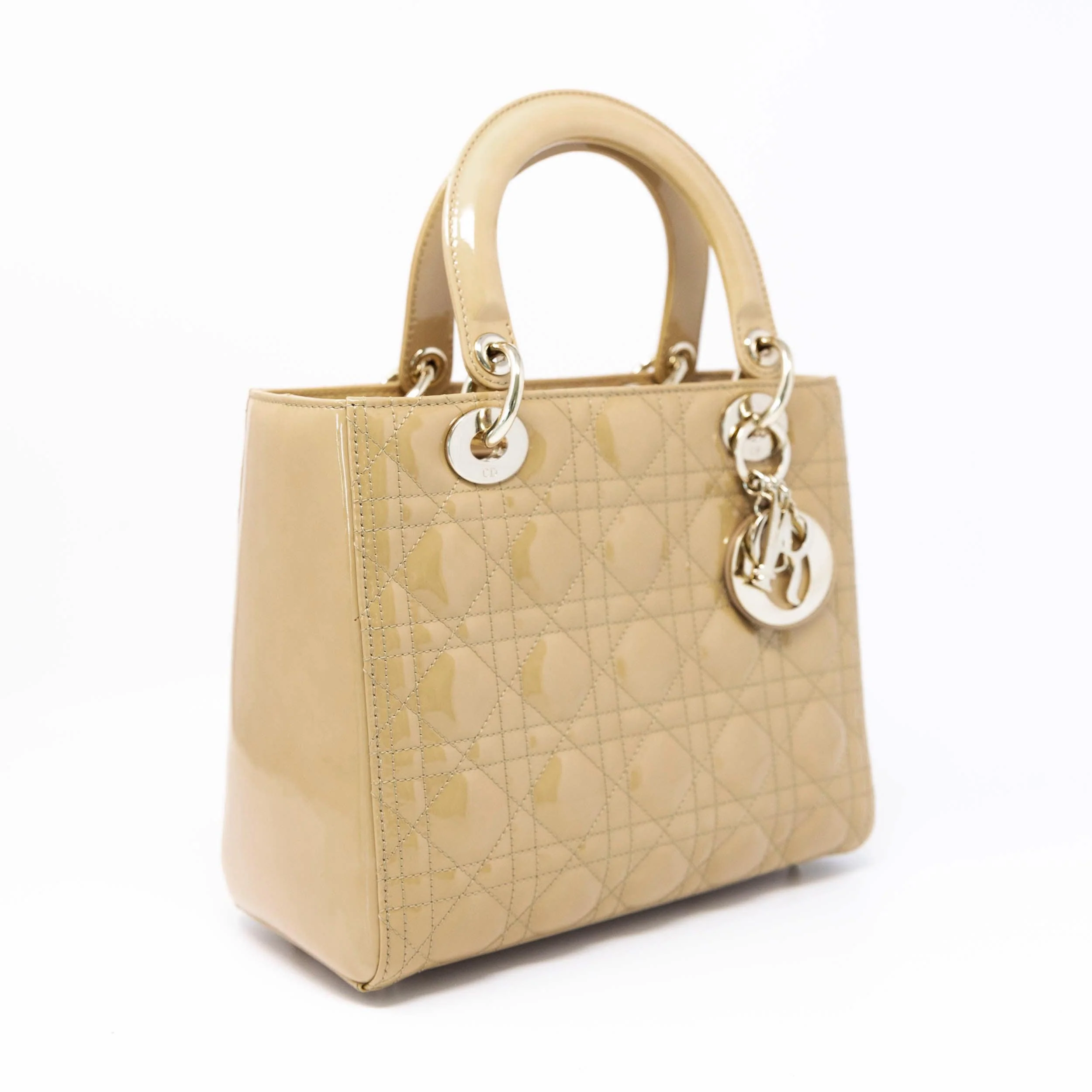 Dior Beige Patent Medium Lady Dior Bag - Image 4