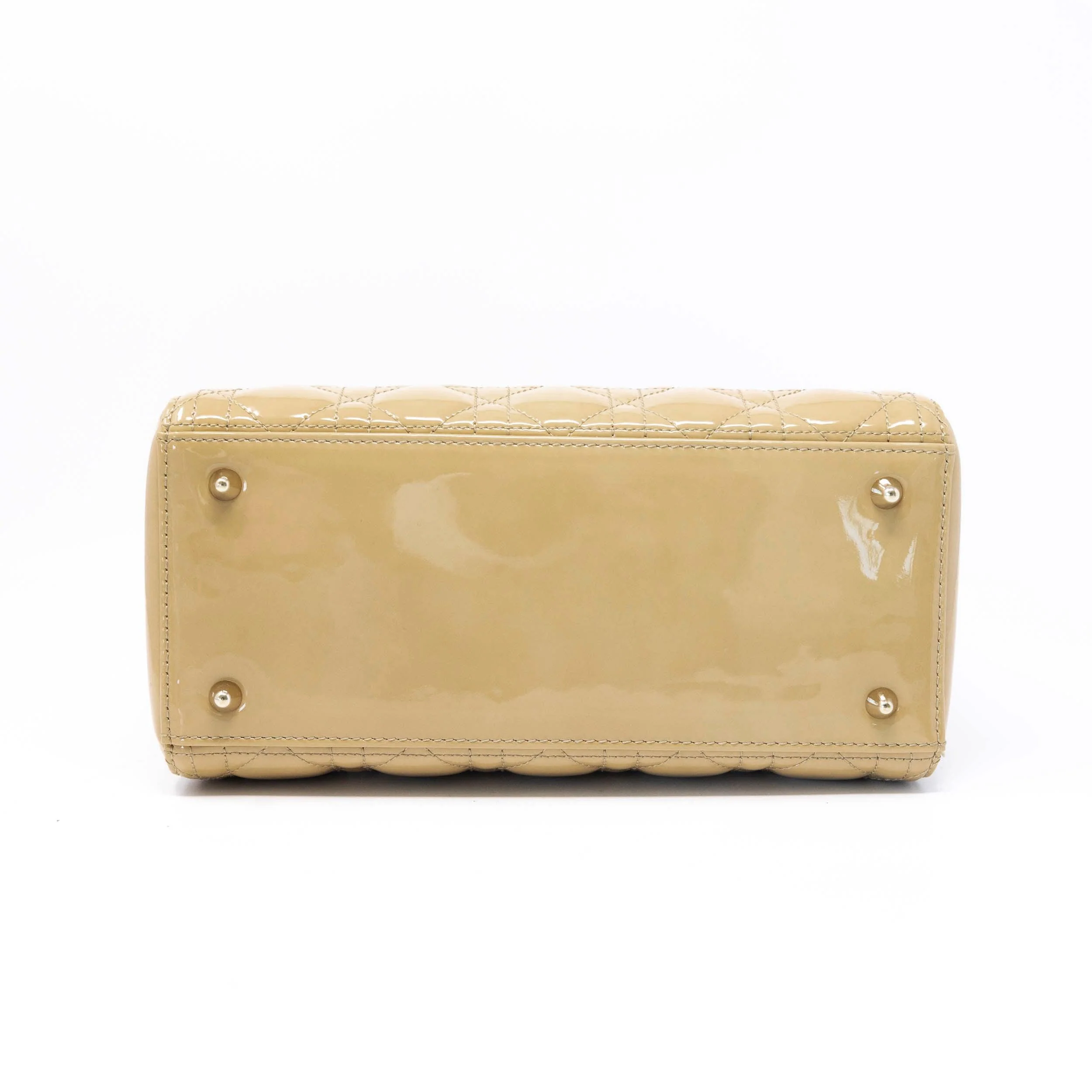 Dior Beige Patent Medium Lady Dior Bag - Image 5
