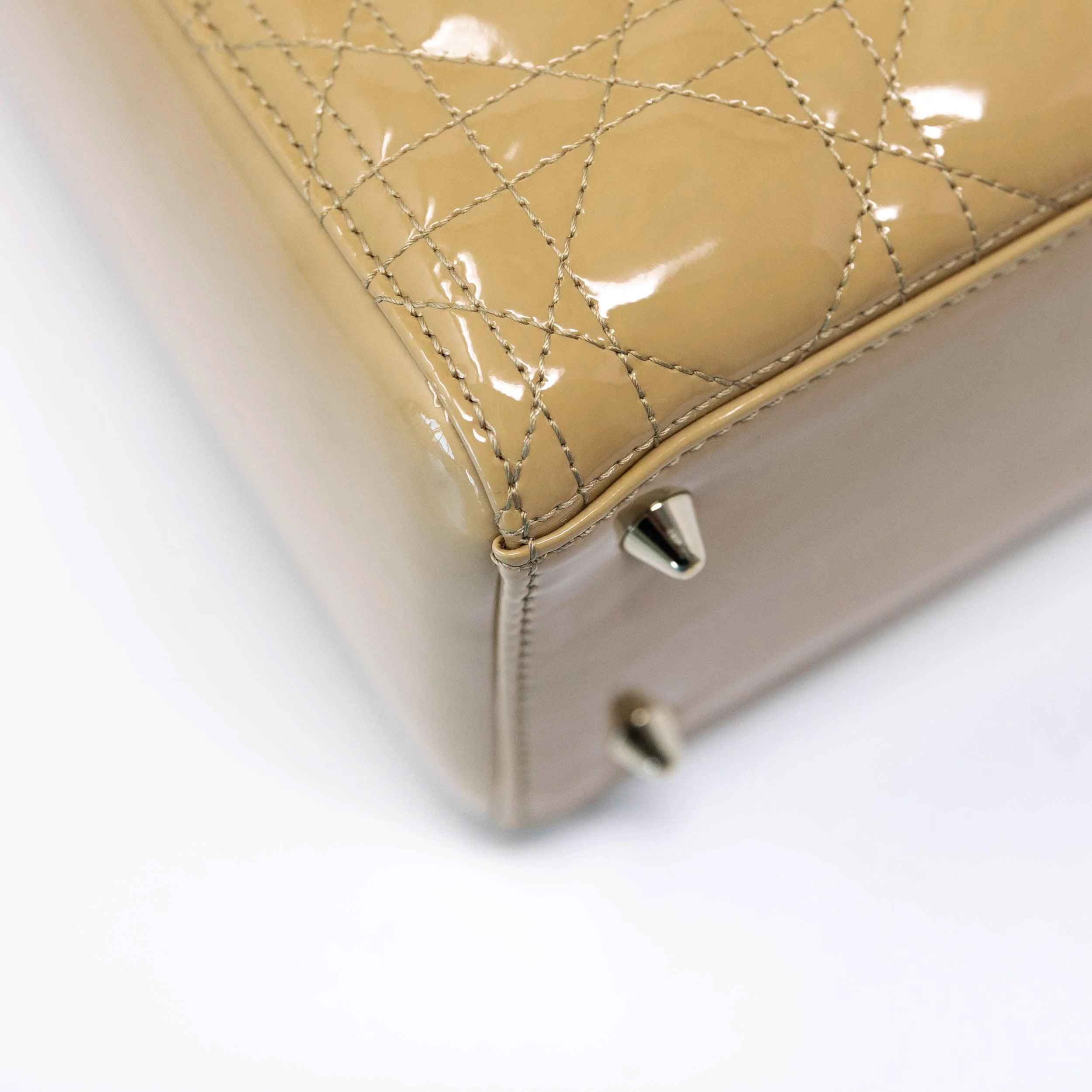 Dior Beige Patent Medium Lady Dior Bag - Image 7