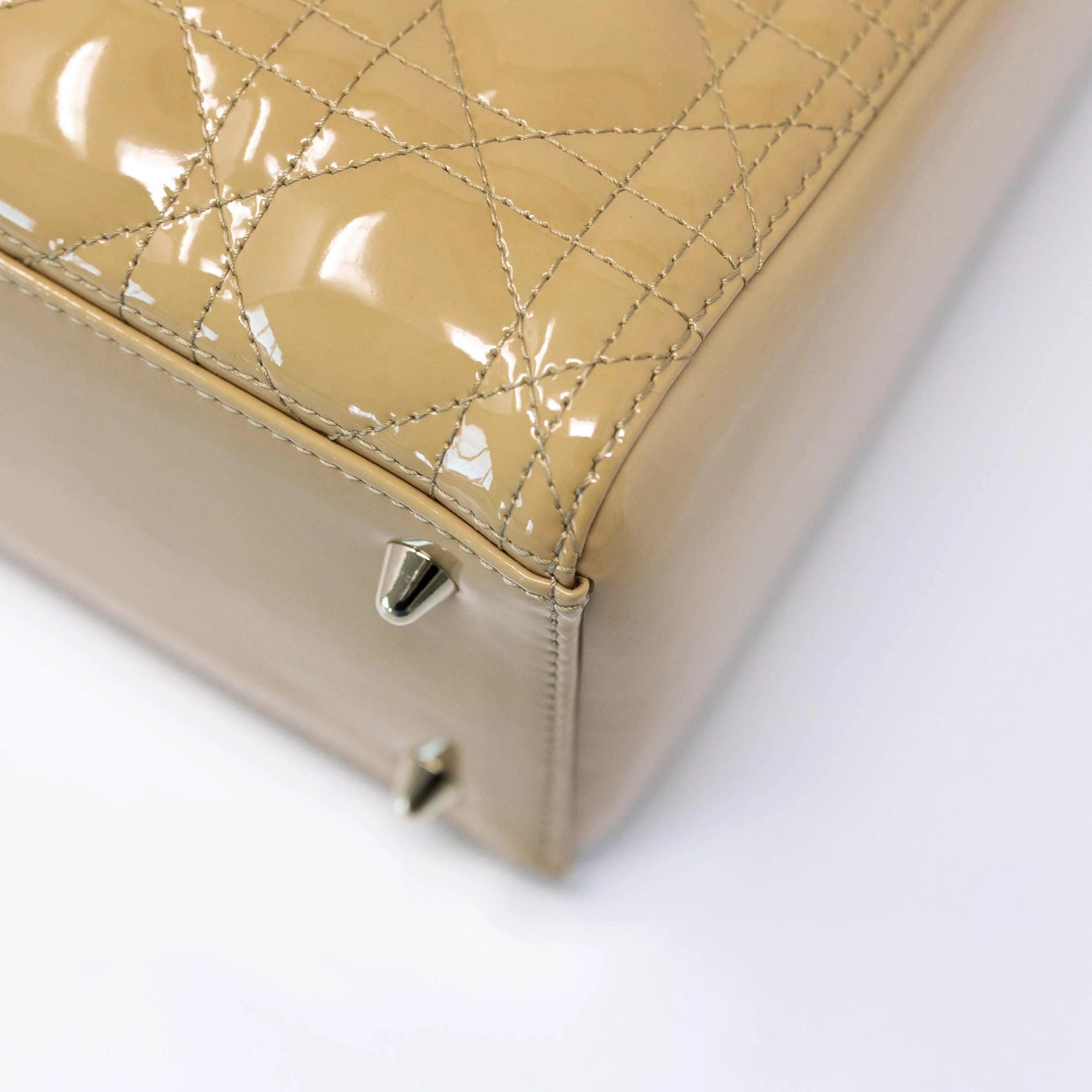 Dior Beige Patent Medium Lady Dior Bag - Image 8