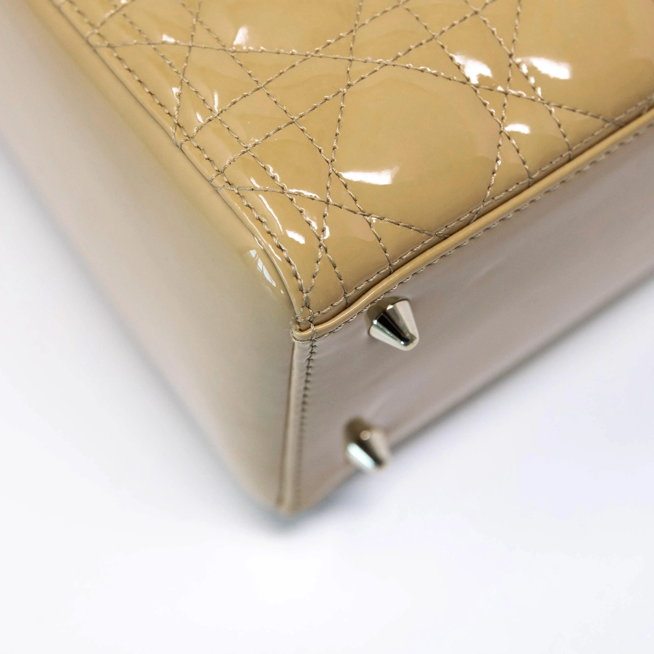 Dior Beige Patent Medium Lady Dior Bag - Image 9