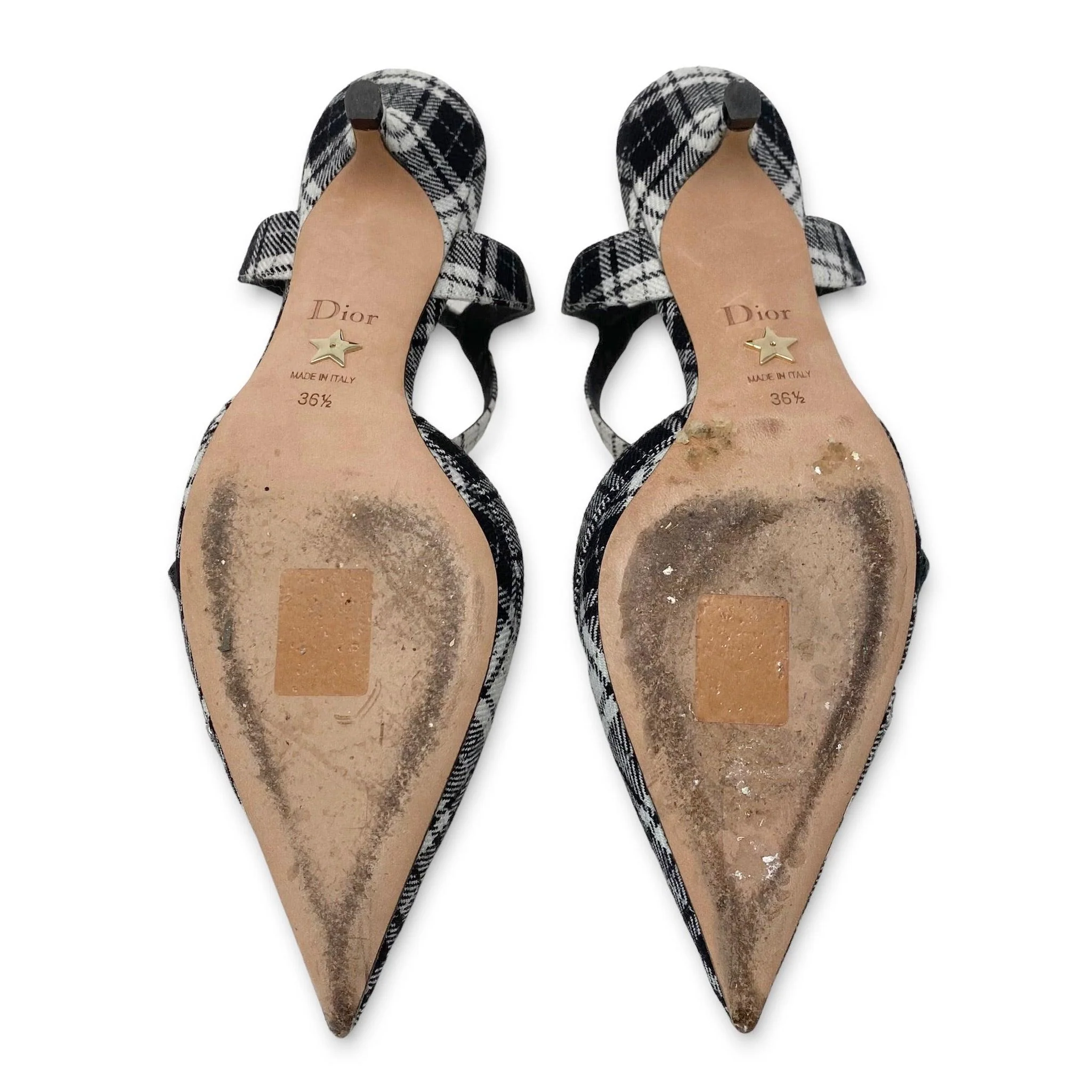 Dior Black & White Tarta Gang Slingback Pumps 36.5 - Image 4