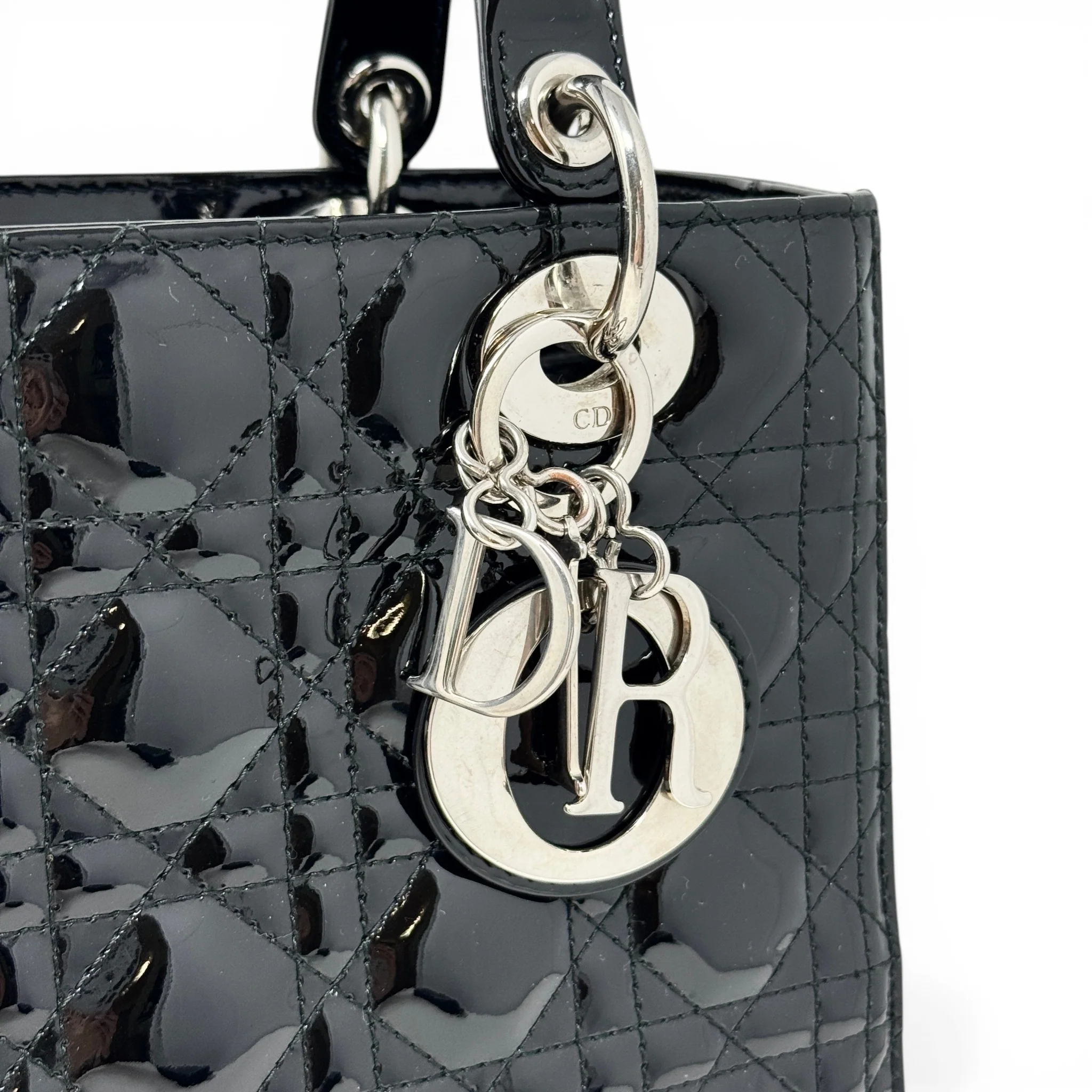 Dior Black Patent Medium Lady Dior - Image 11