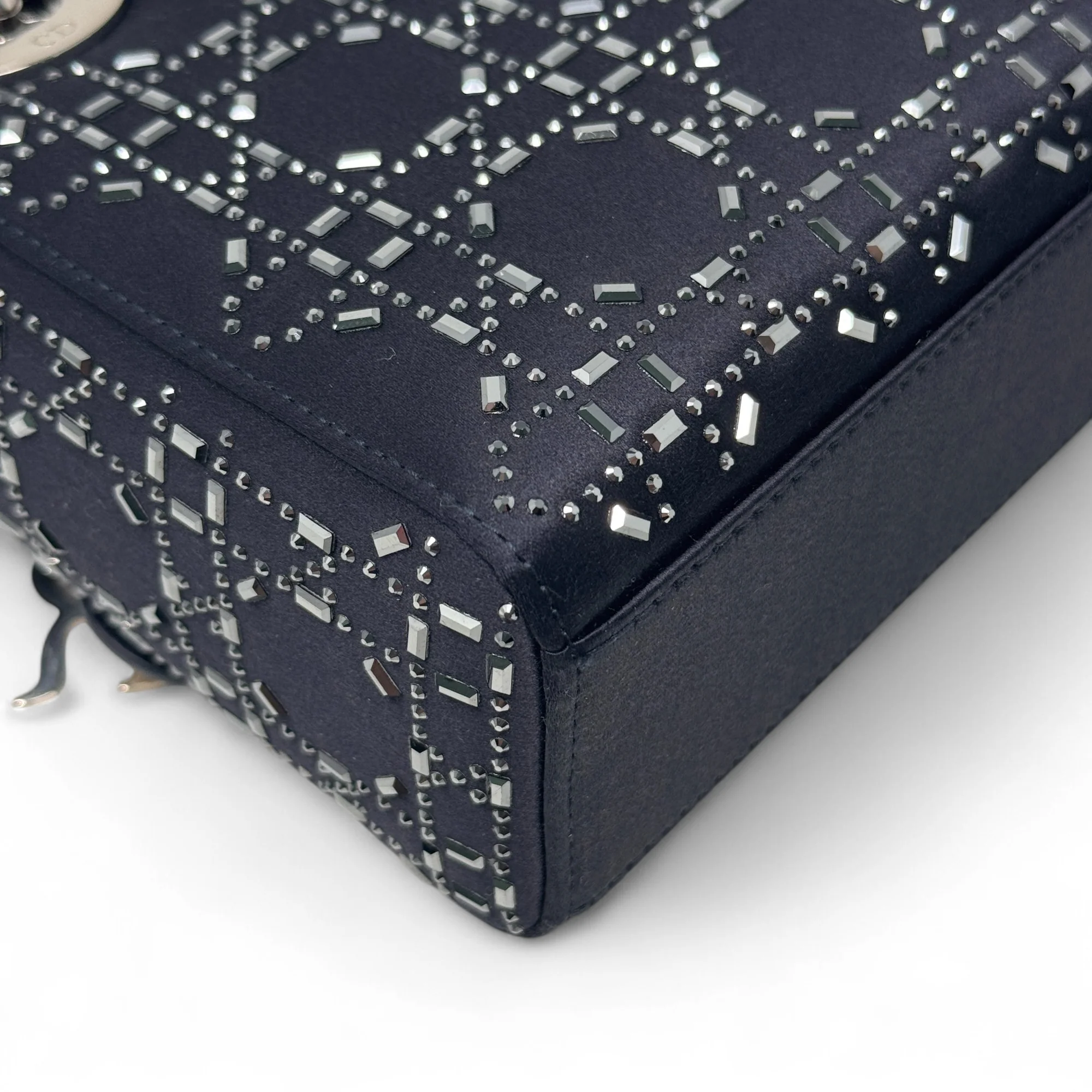 Dior Black Satin Strass Mini Lady Dior - Image 11