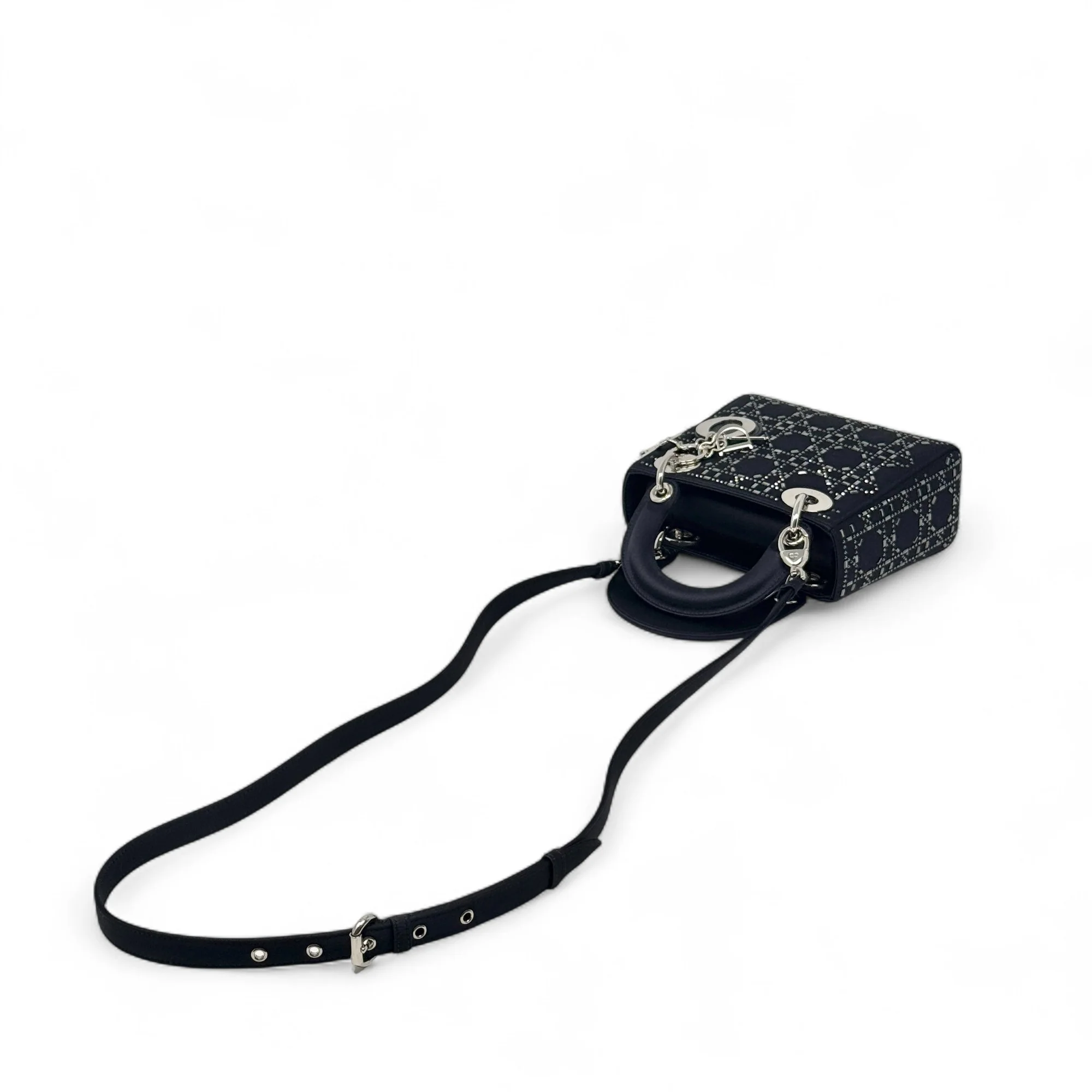 Dior Black Satin Strass Mini Lady Dior - Image 14