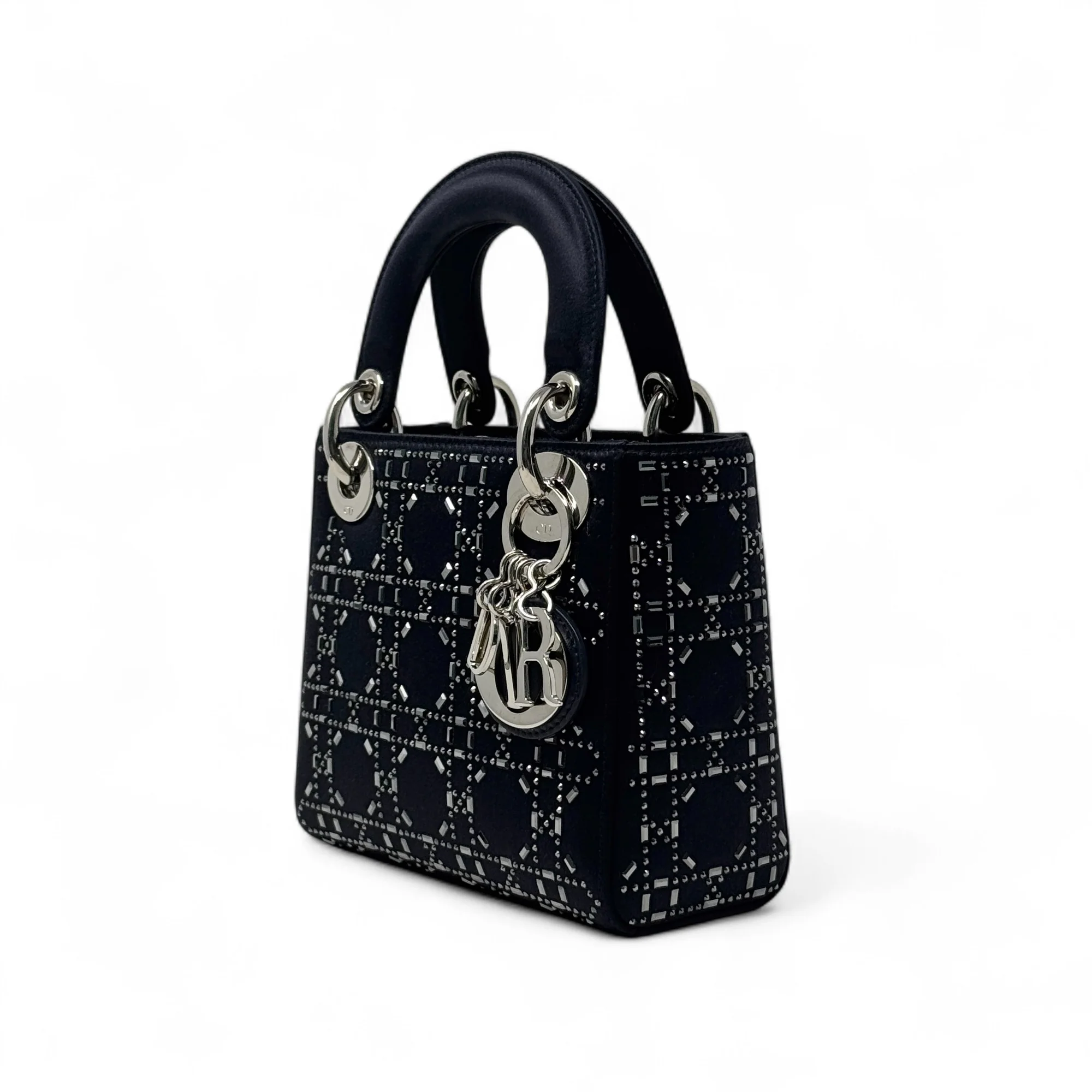 Dior Black Satin Strass Mini Lady Dior - Image 2