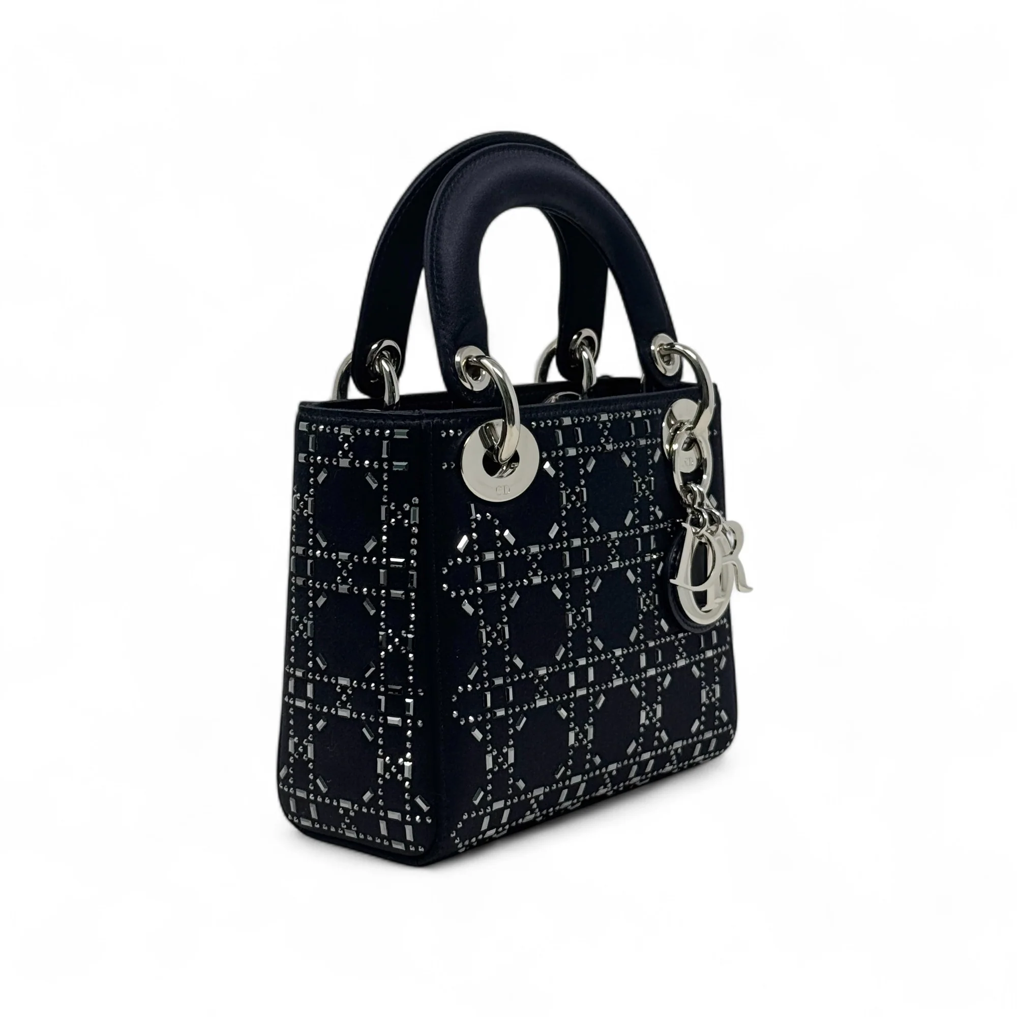 Dior Black Satin Strass Mini Lady Dior - Image 4