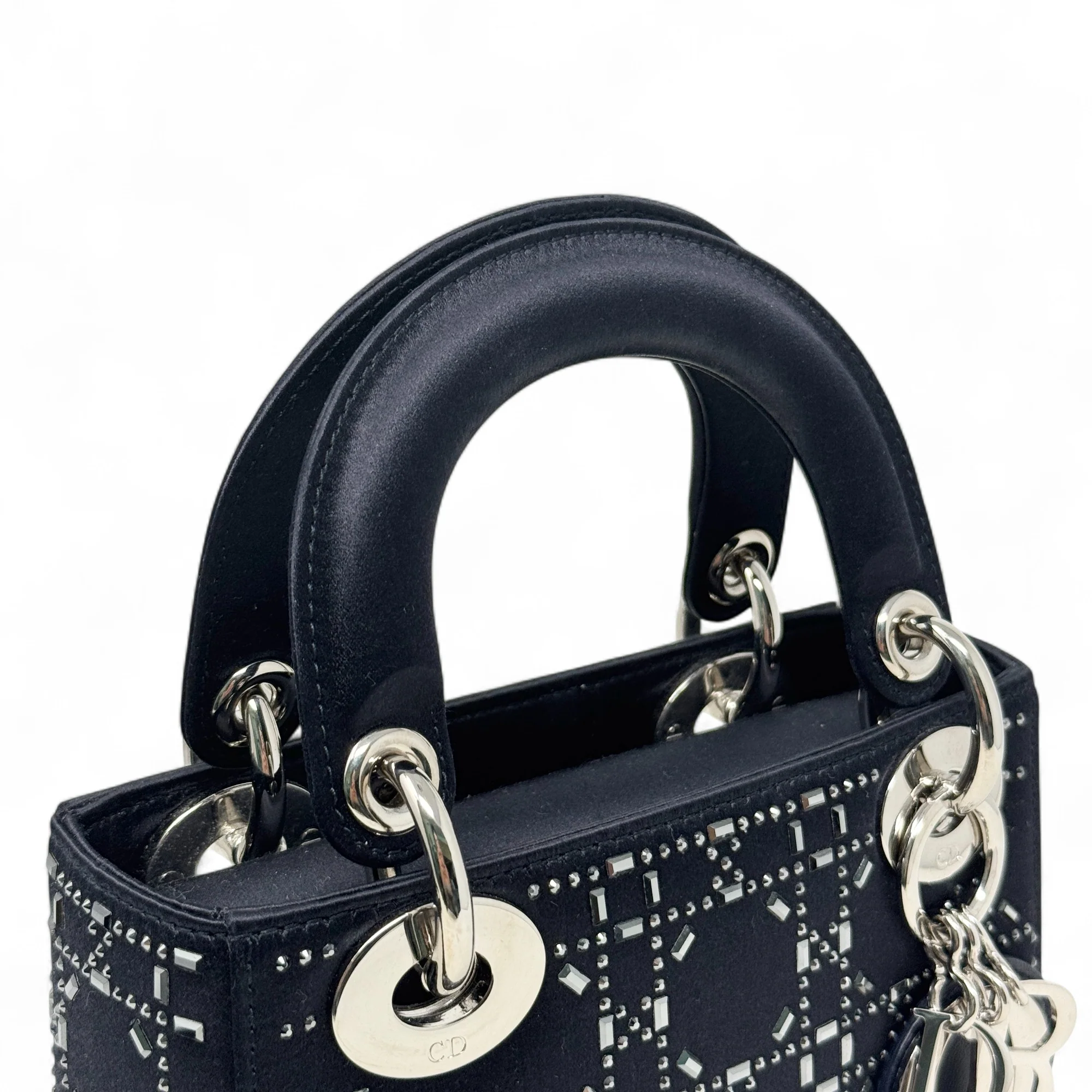 Dior Black Satin Strass Mini Lady Dior - Image 5