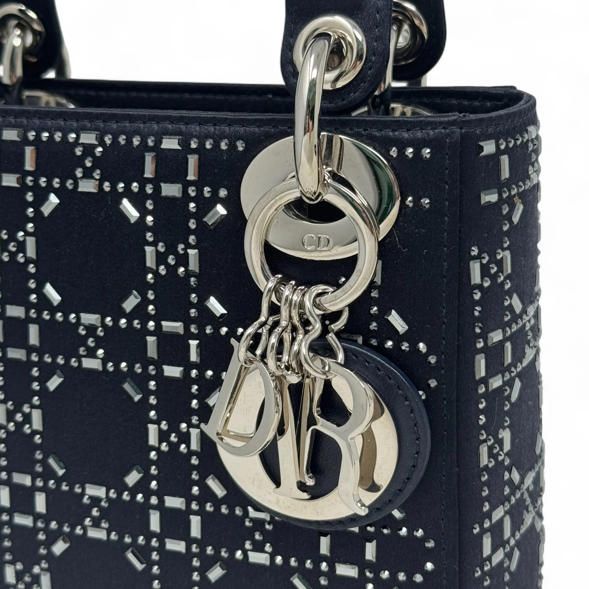 Dior Black Satin Strass Mini Lady Dior - Image 6