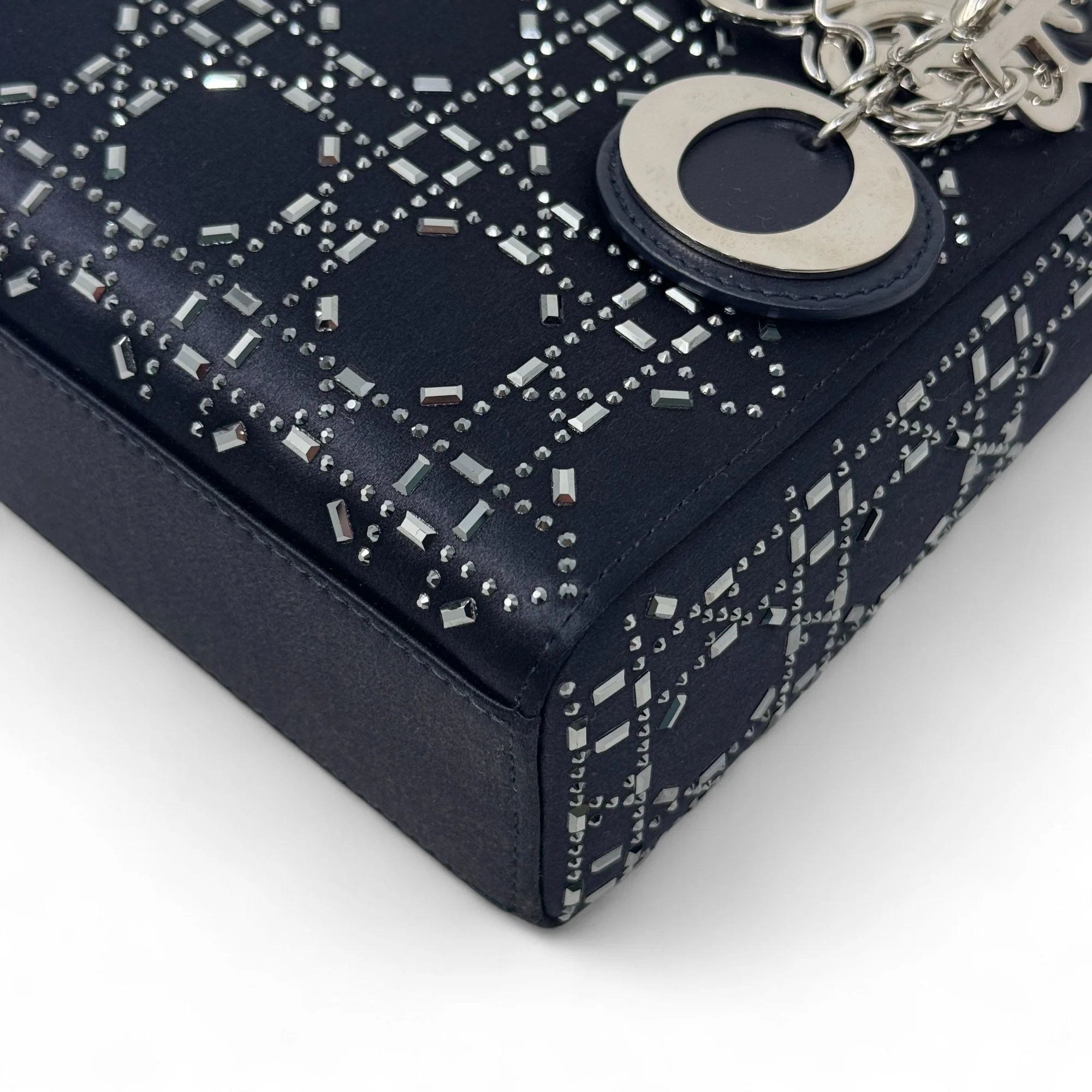 Dior Black Satin Strass Mini Lady Dior - Image 8