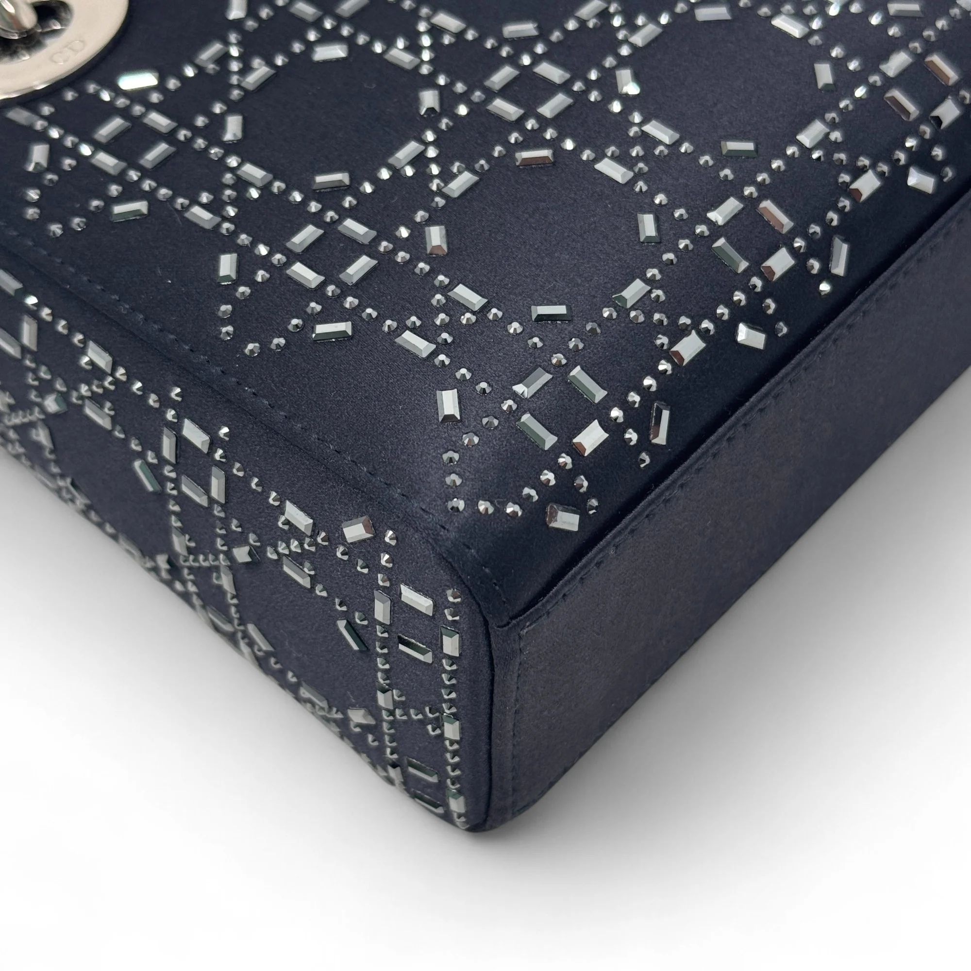 Dior Black Satin Strass Mini Lady Dior - Image 9