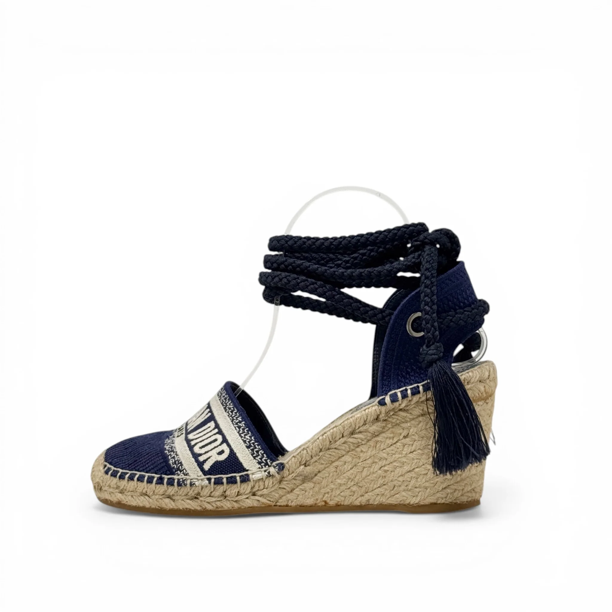 Dior Blue Granville Wedge Espadrilles 37