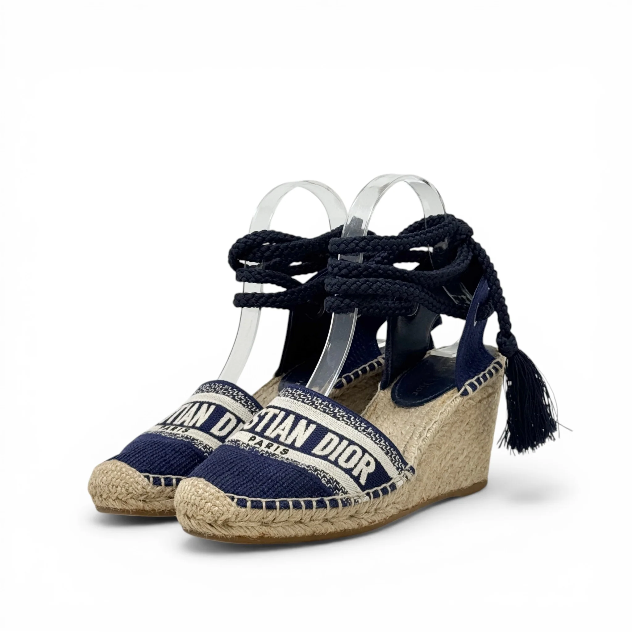 Dior Blue Granville Wedge Espadrilles 37 - Image 2