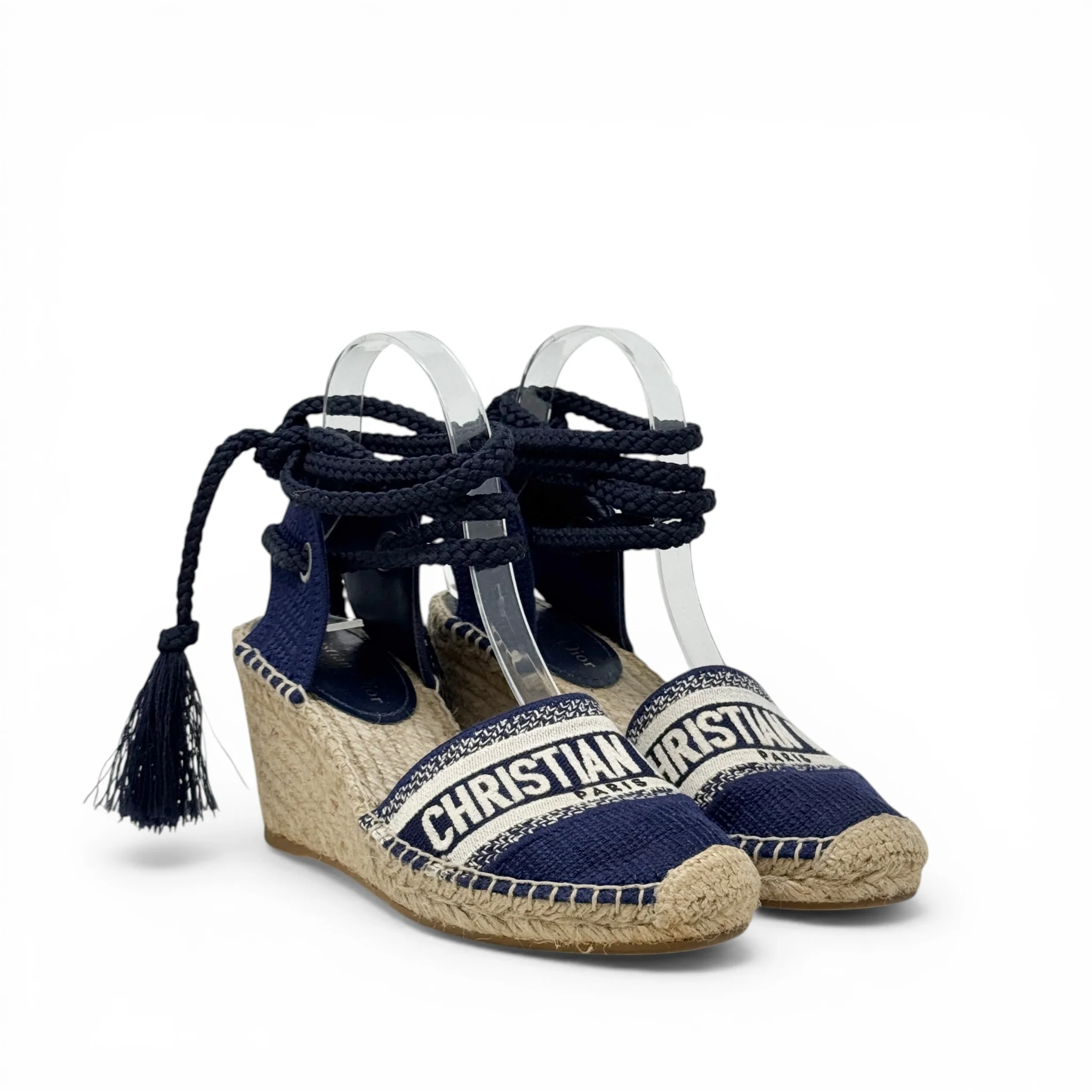 Dior Blue Granville Wedge Espadrilles 37 - Image 4