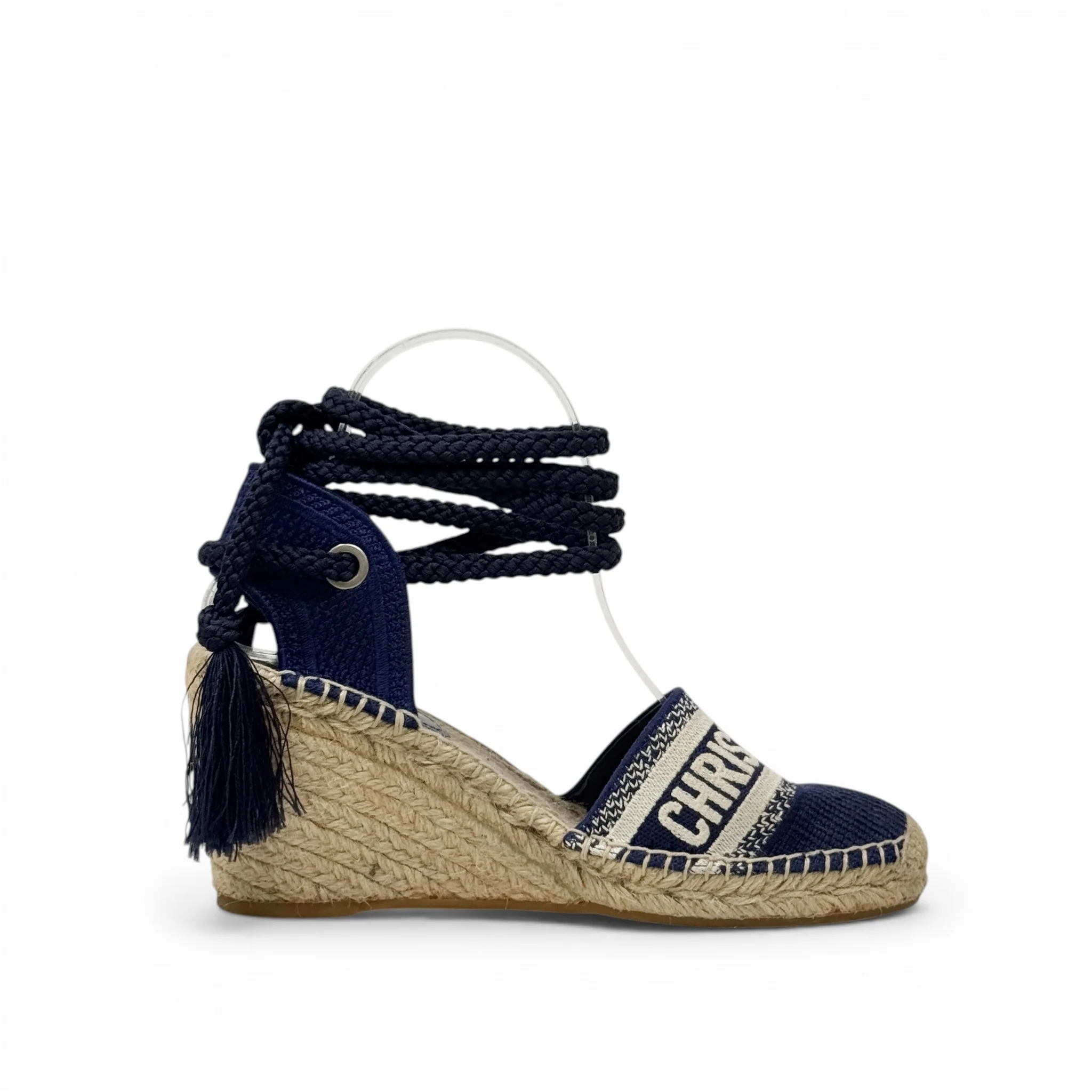 Dior Blue Granville Wedge Espadrilles 37 - Image 6