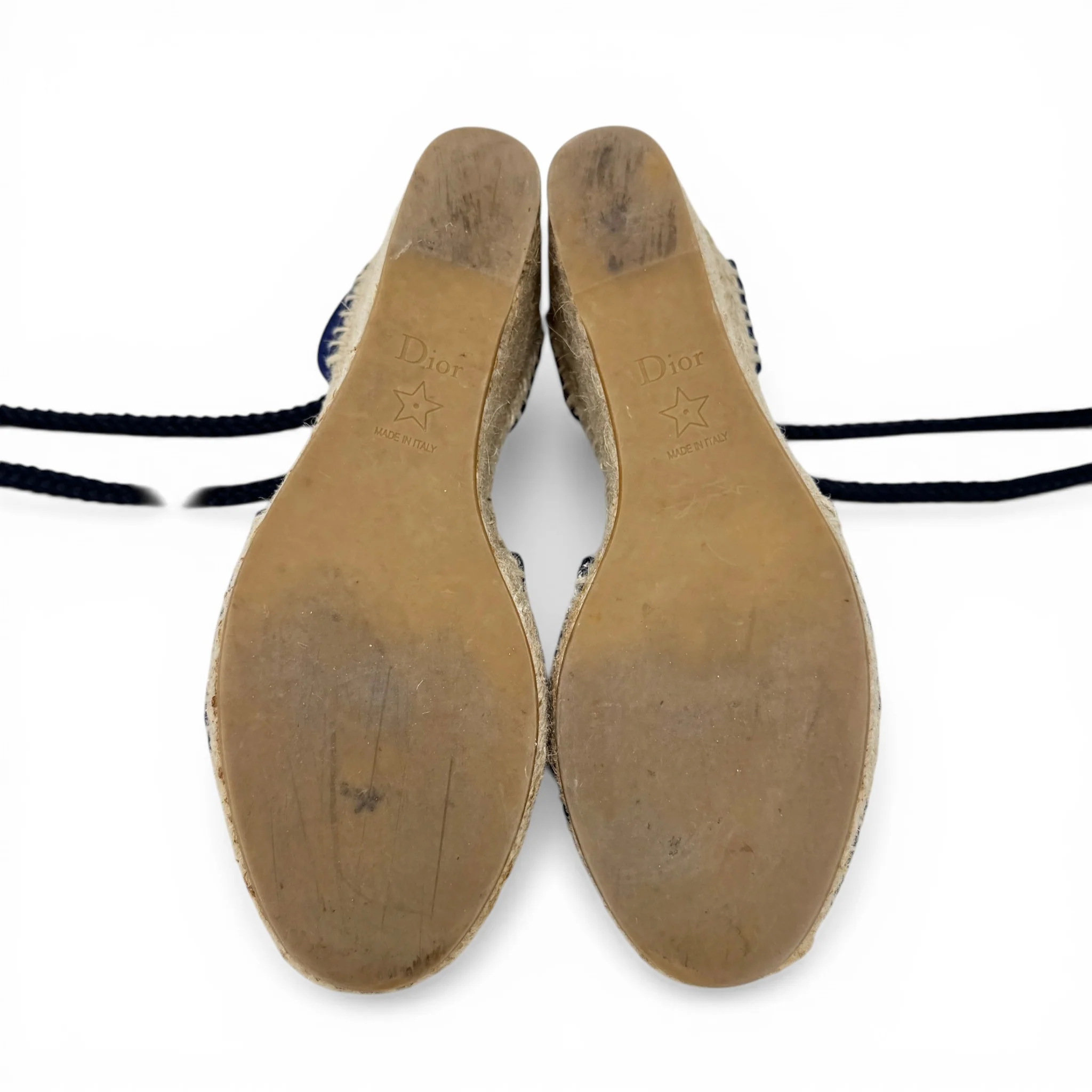 Dior Blue Granville Wedge Espadrilles 37 - Image 7