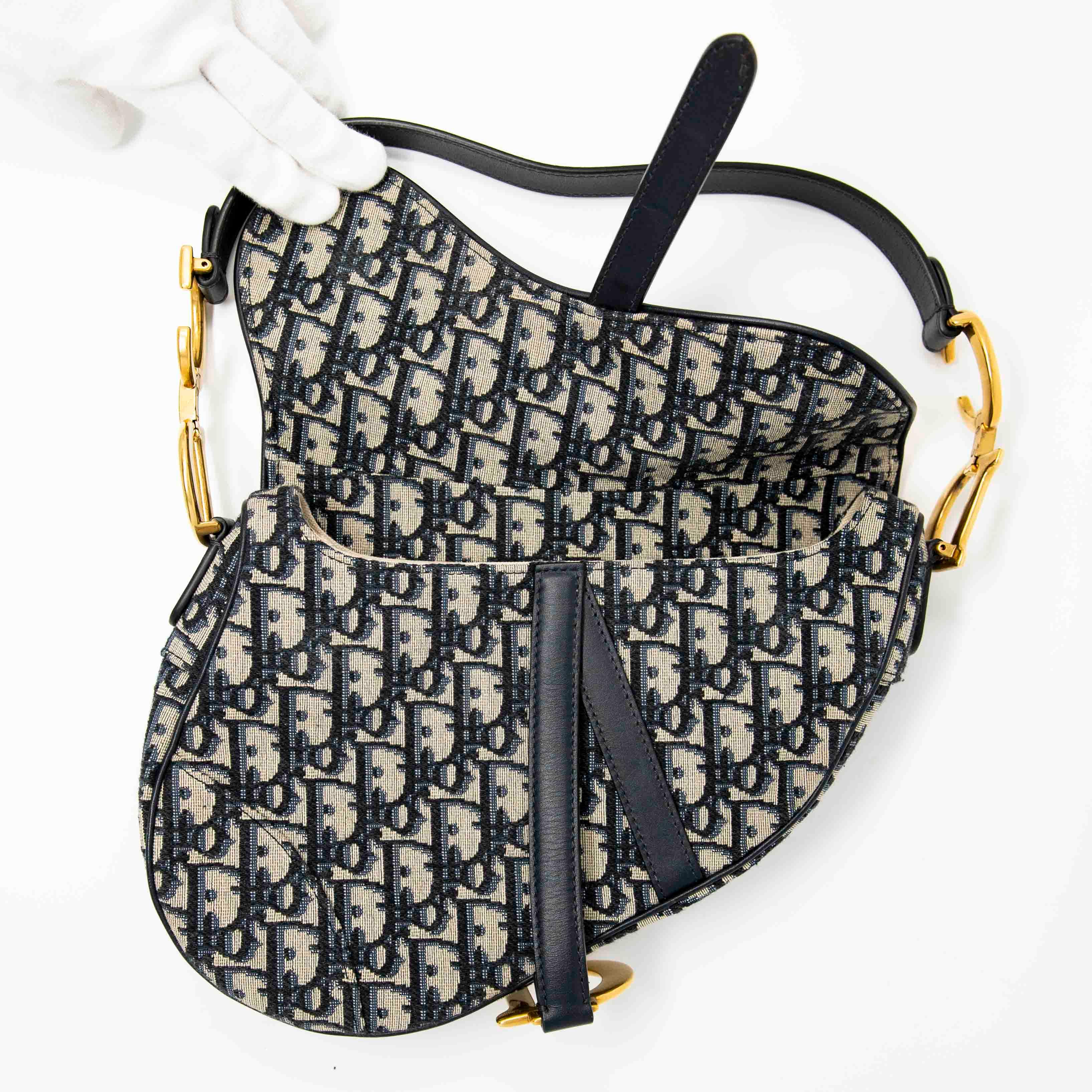 Dior Blue Oblique Medium Saddle Bag - Image 10