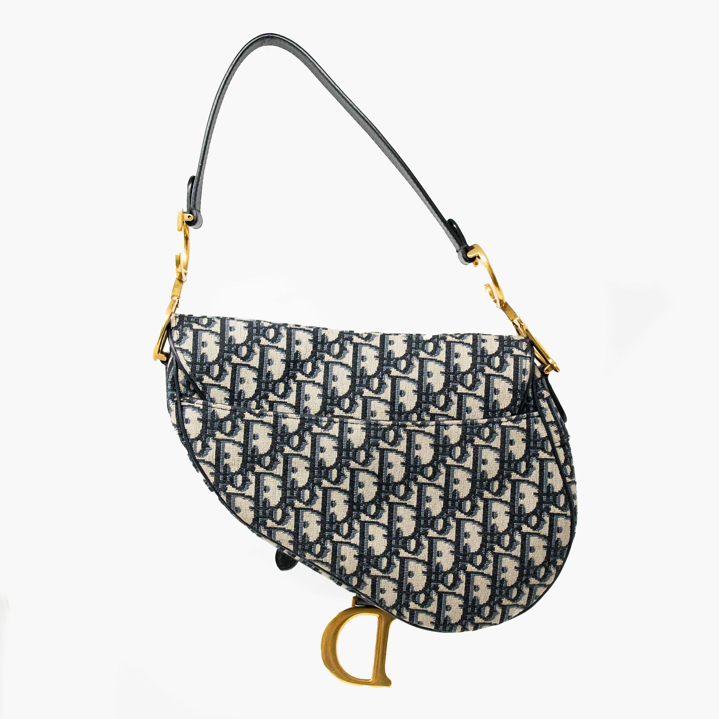 Dior Blue Oblique Medium Saddle Bag - Image 3