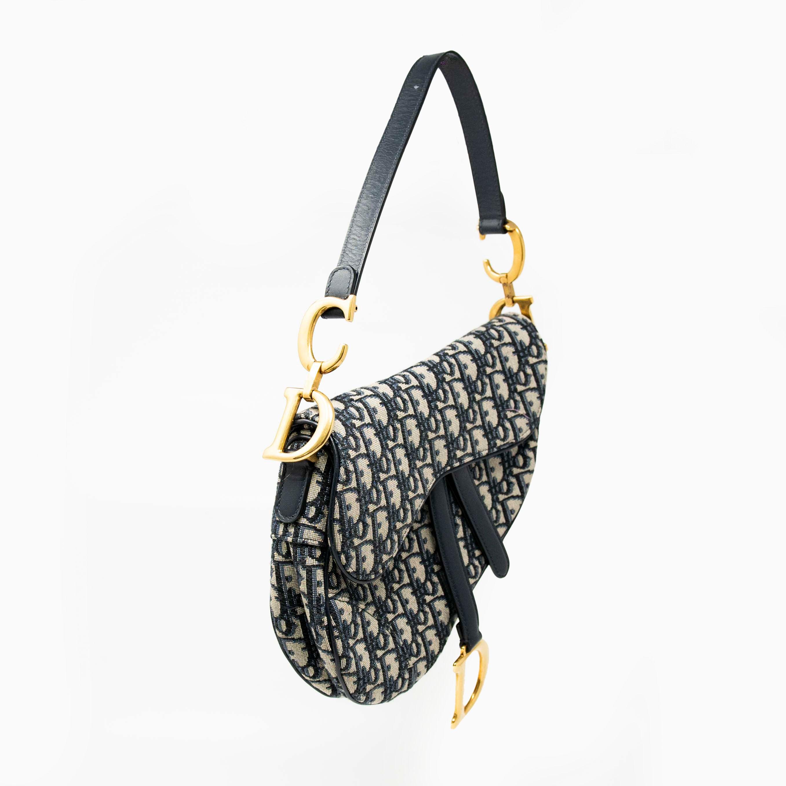 Dior Blue Oblique Medium Saddle Bag - Image 4
