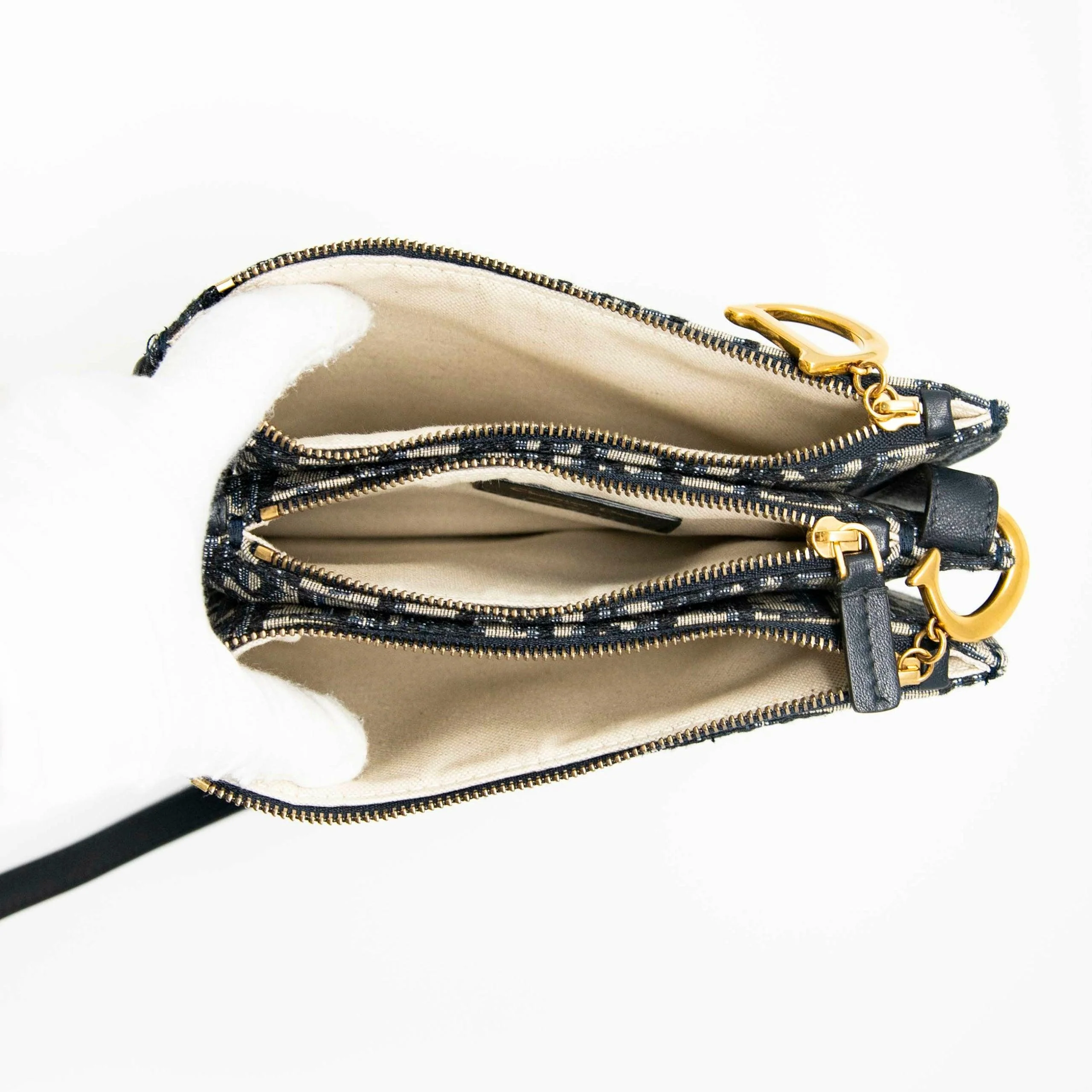 Dior Blue Oblique Triple Saddle Pouch - Image 9