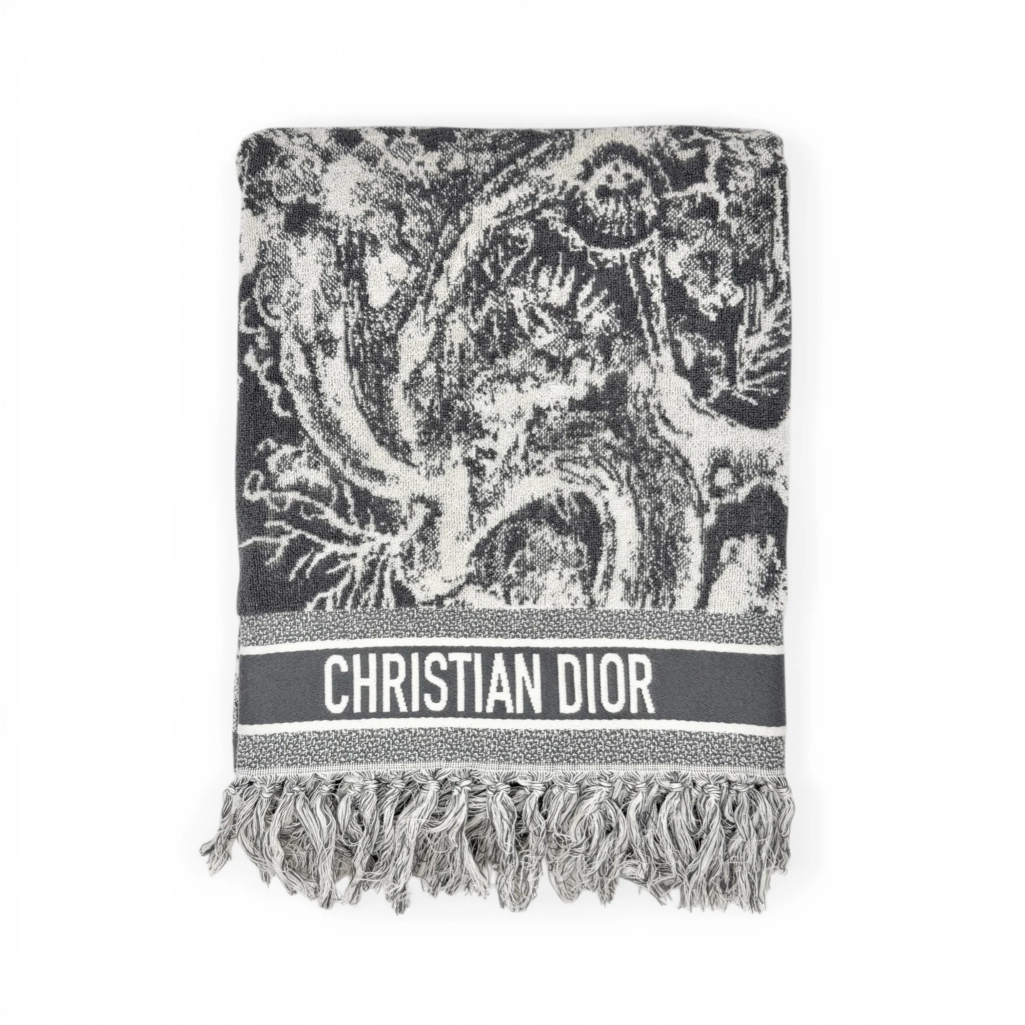 Dior Grey Toile de Jouy Reverse Beach Towel