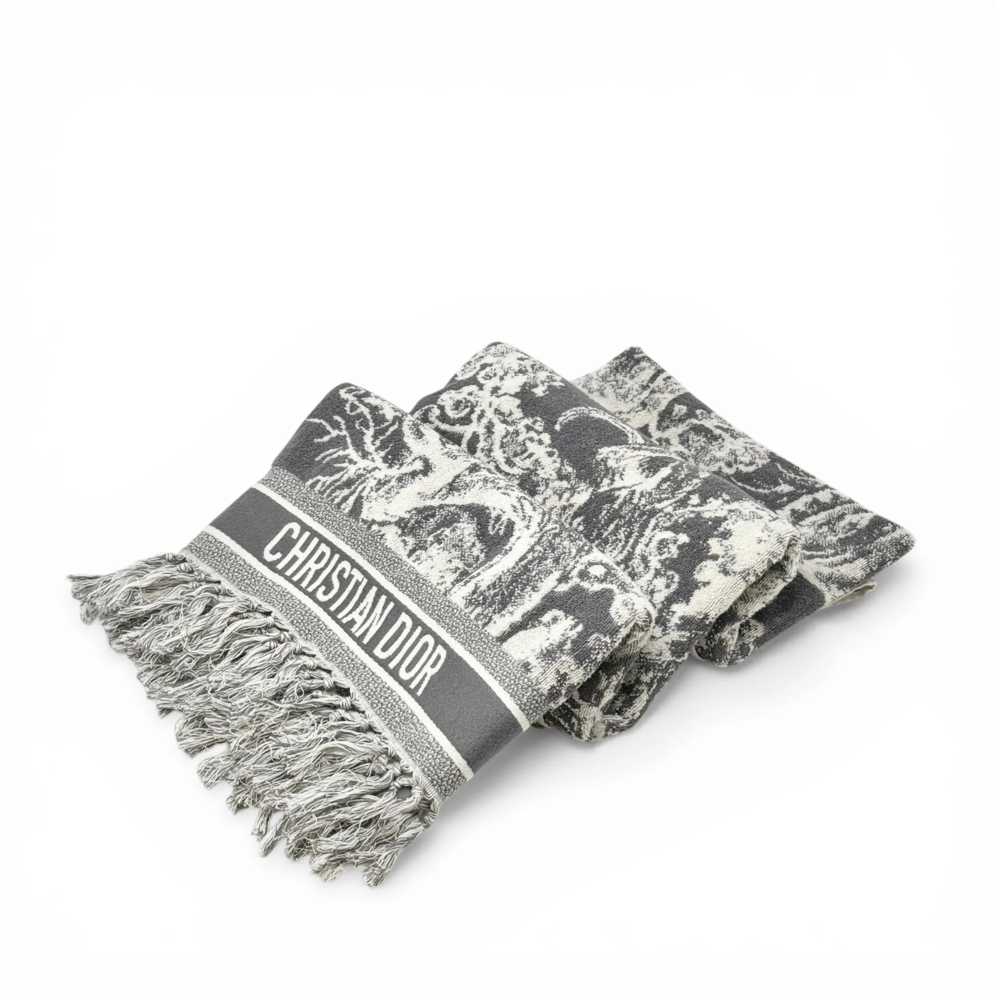 Dior Grey Toile de Jouy Reverse Beach Towel - Image 5