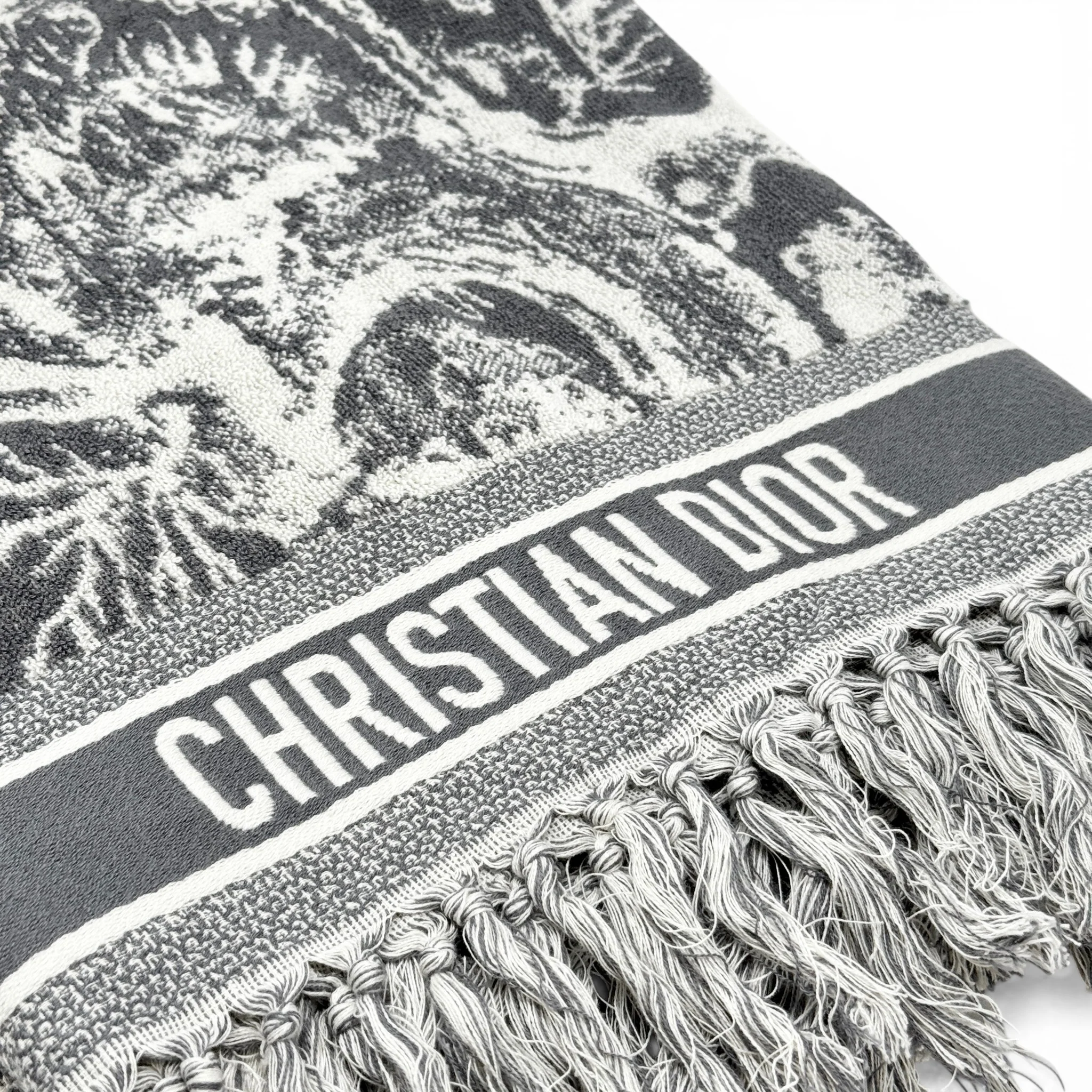Dior Grey Toile de Jouy Reverse Beach Towel - Image 8