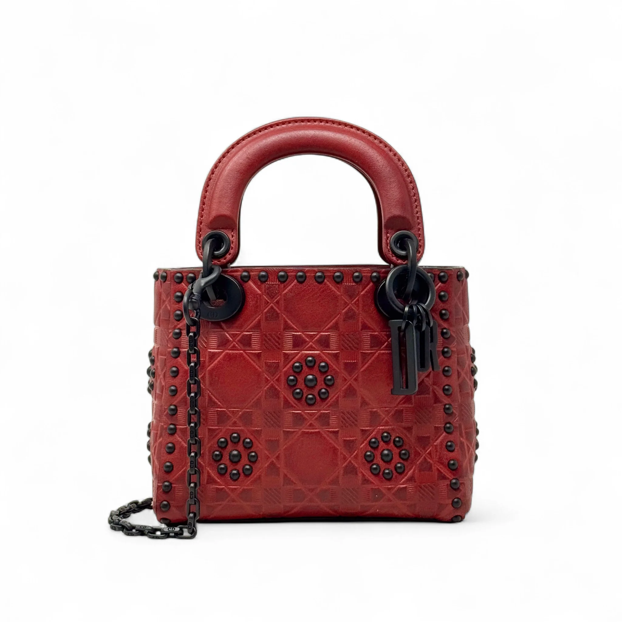 Dior Red Studded Mini Supple Lady Dior