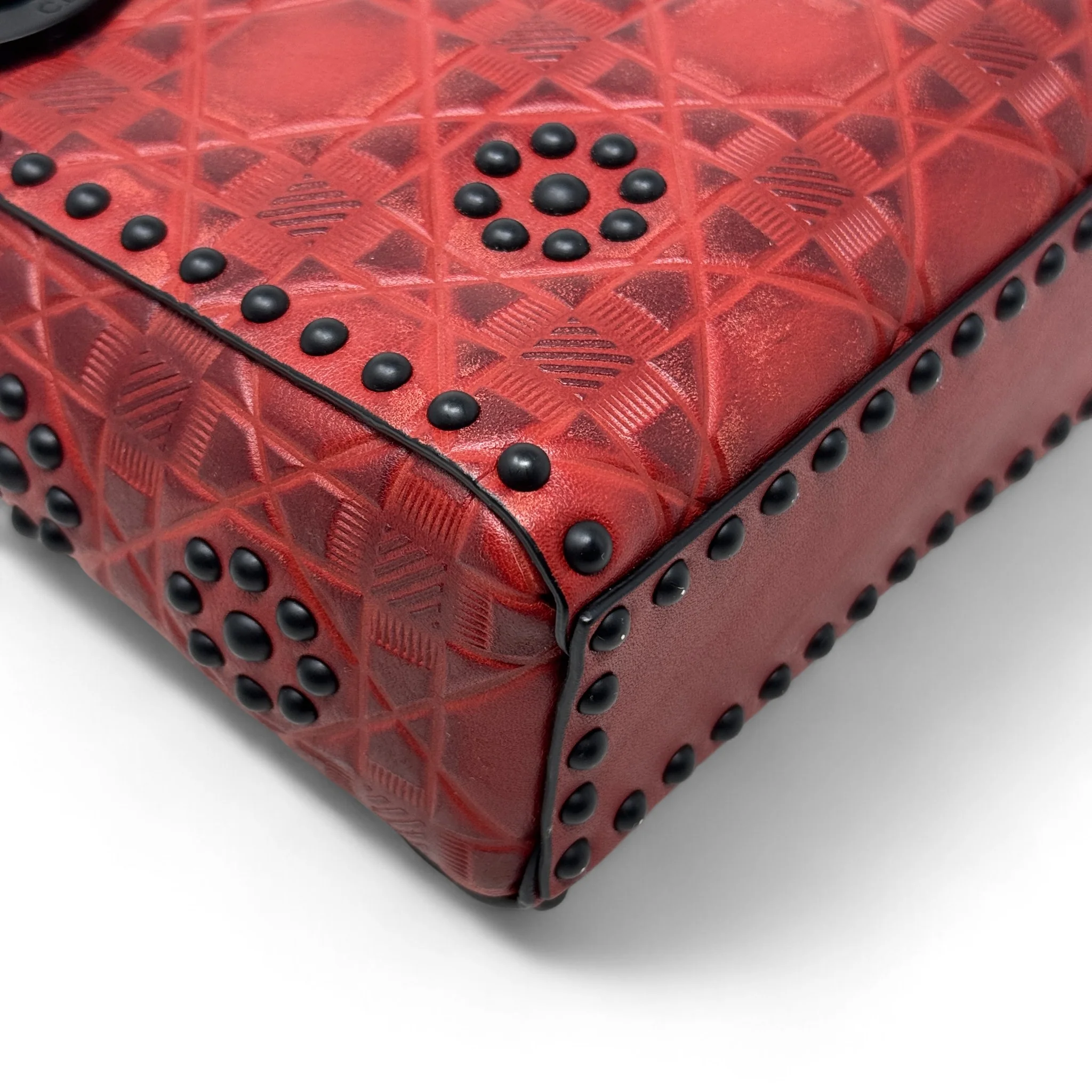 Dior Red Studded Mini Supple Lady Dior - Image 10