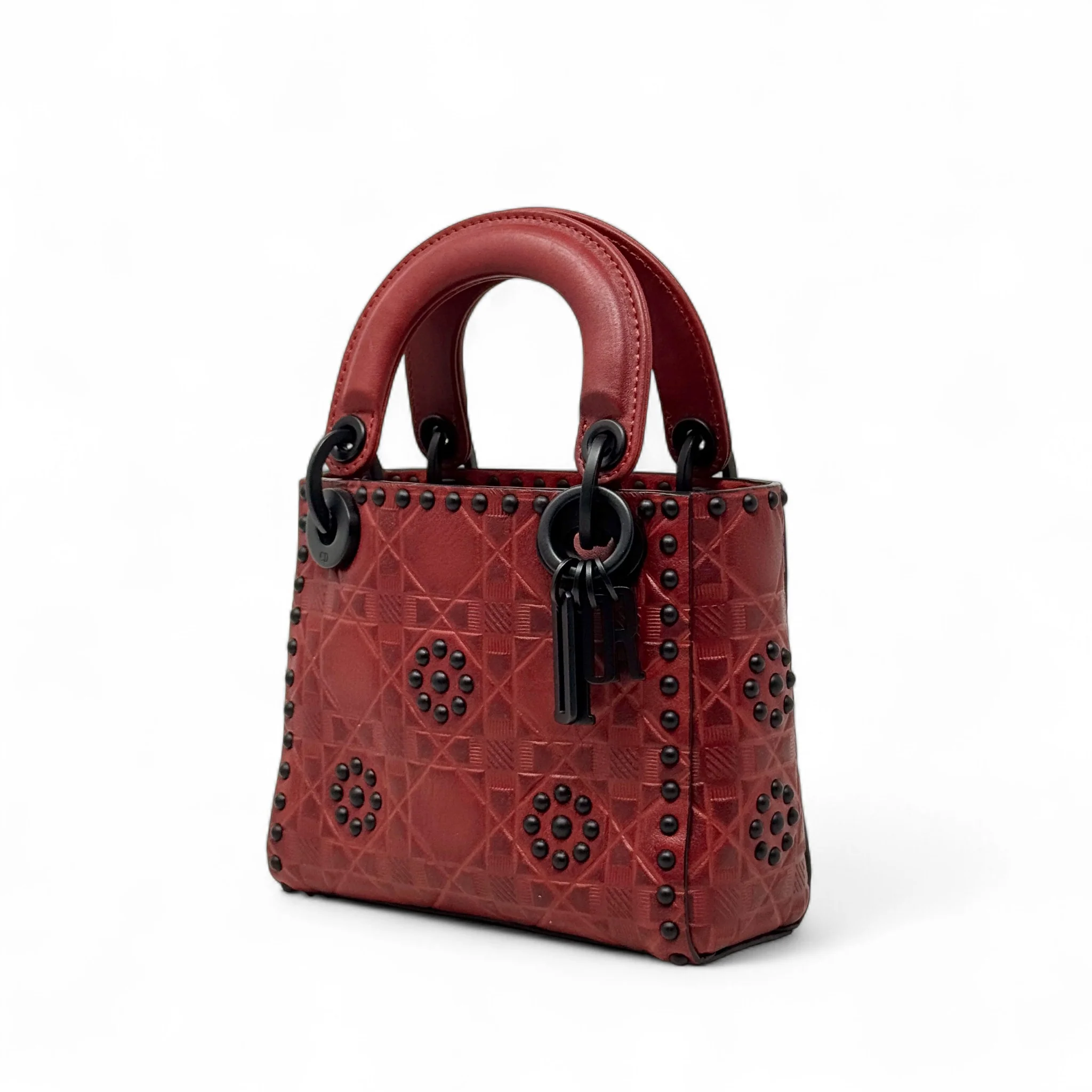 Dior Red Studded Mini Supple Lady Dior - Image 2