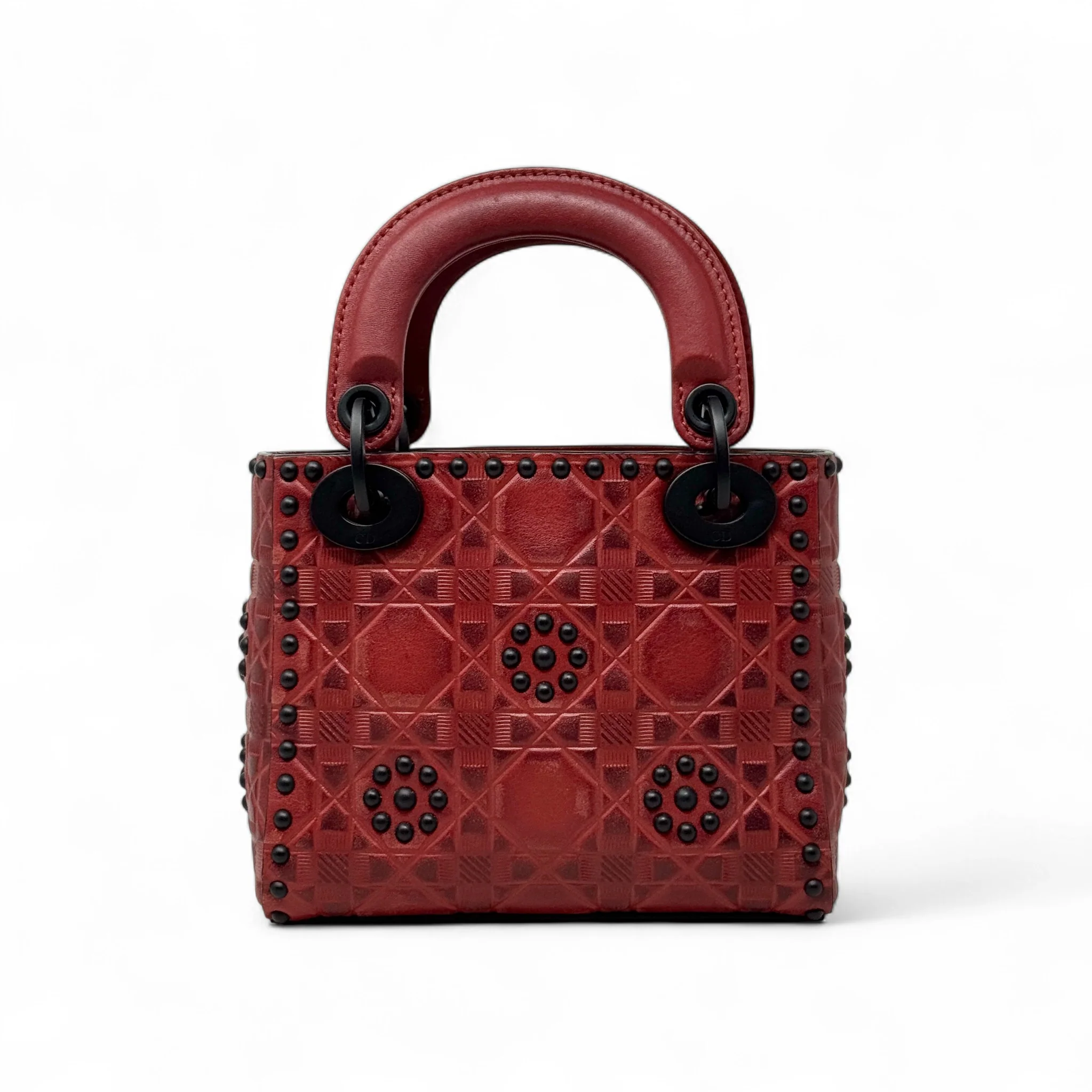 Dior Red Studded Mini Supple Lady Dior - Image 3