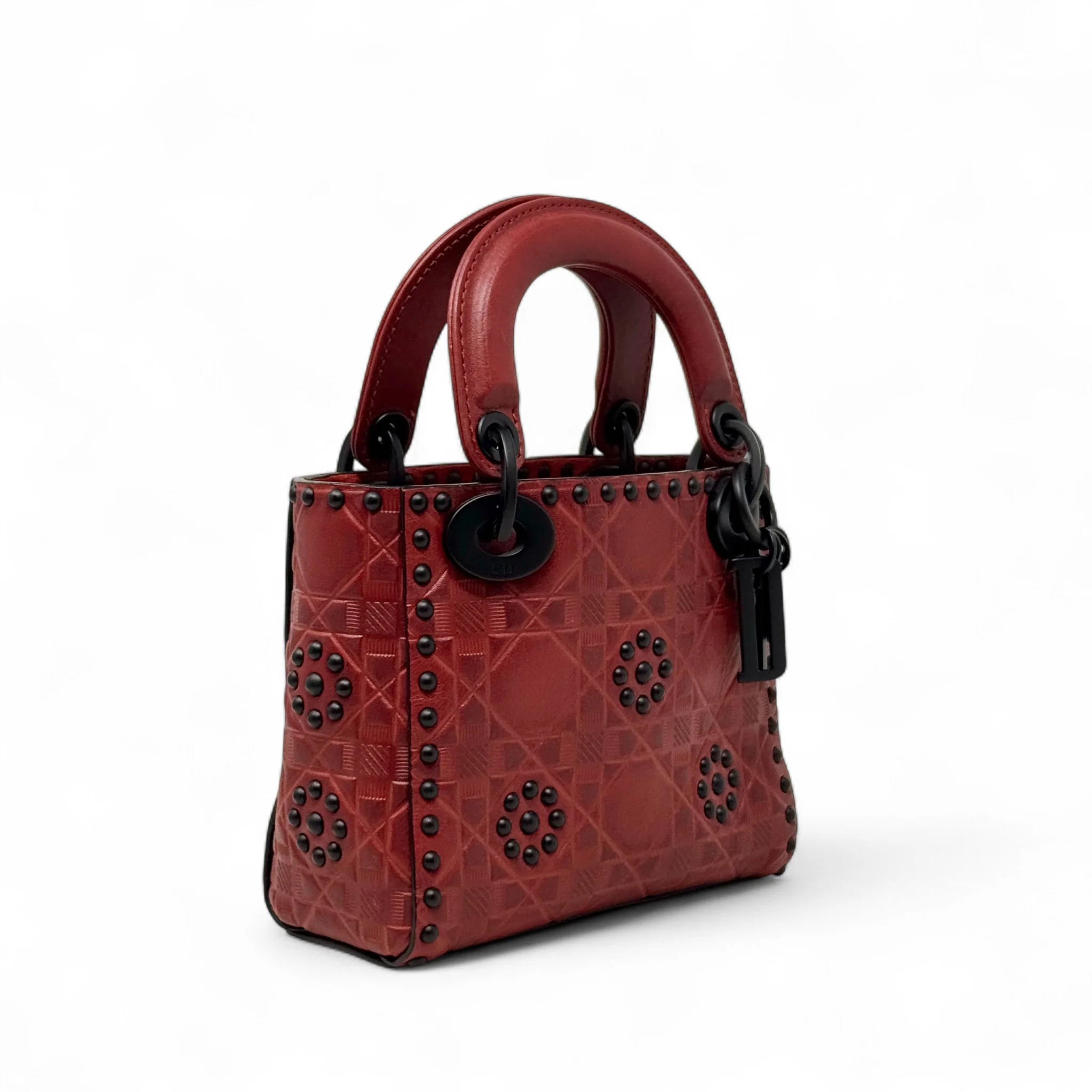 Dior Red Studded Mini Supple Lady Dior - Image 4