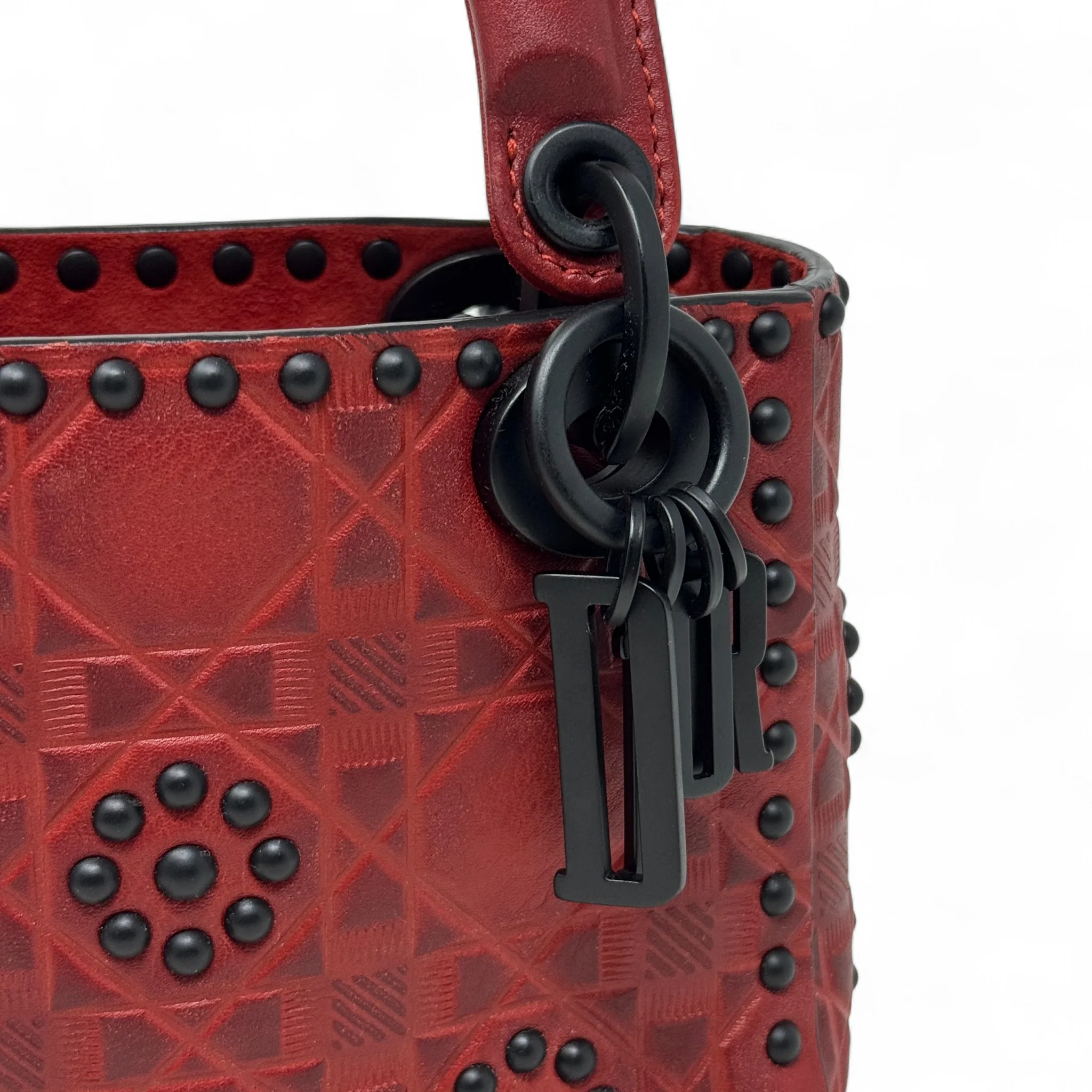 Dior Red Studded Mini Supple Lady Dior - Image 5