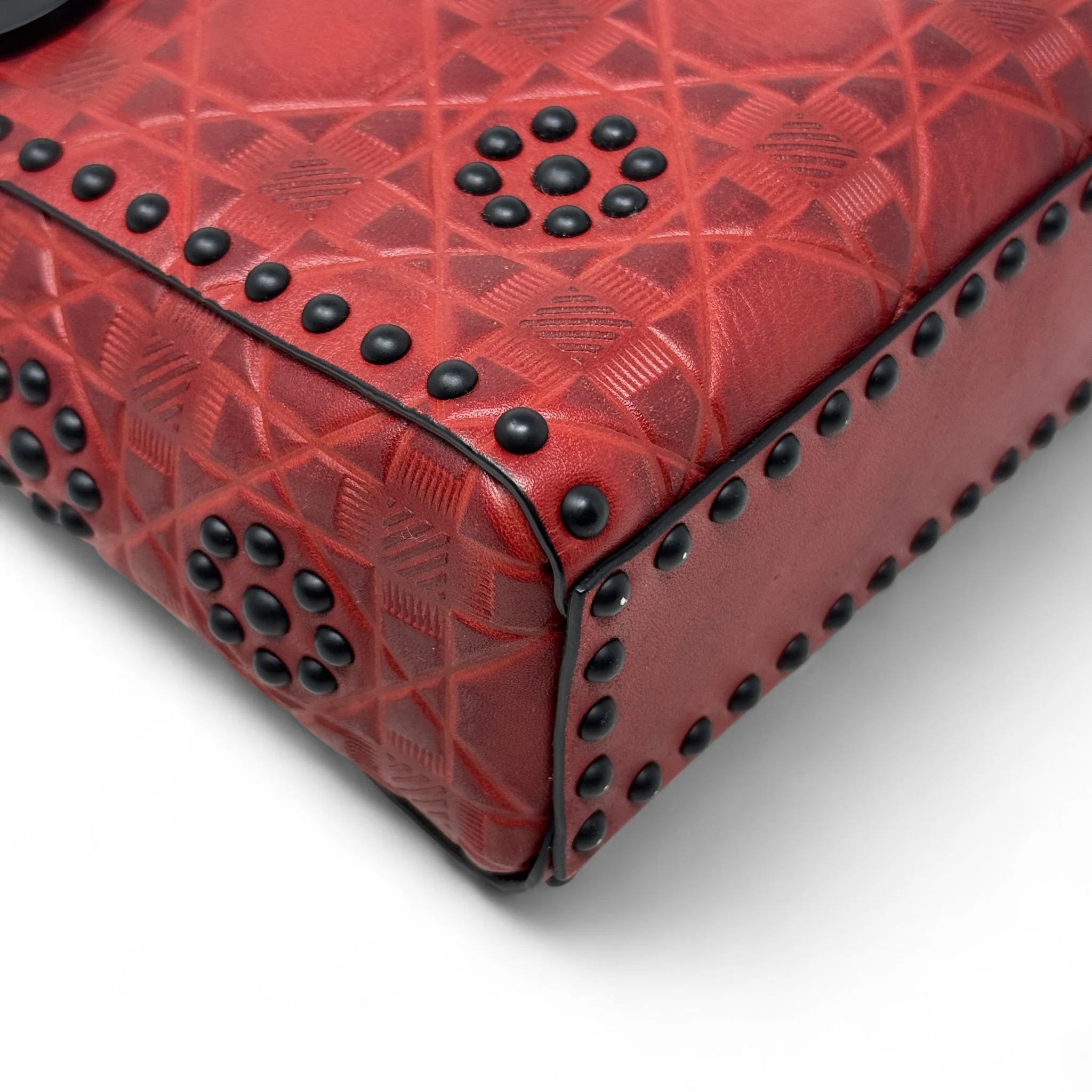 Dior Red Studded Mini Supple Lady Dior - Image 8