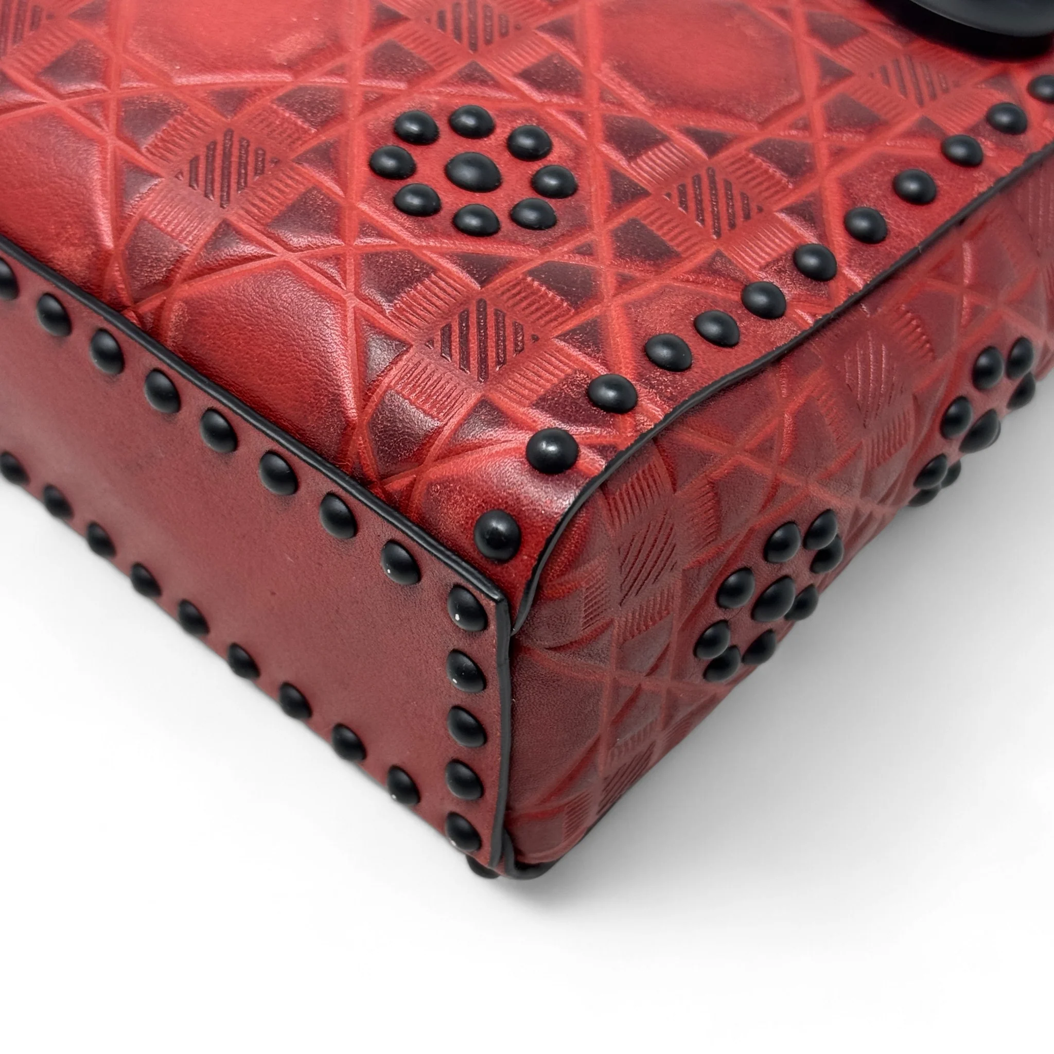 Dior Red Studded Mini Supple Lady Dior - Image 9