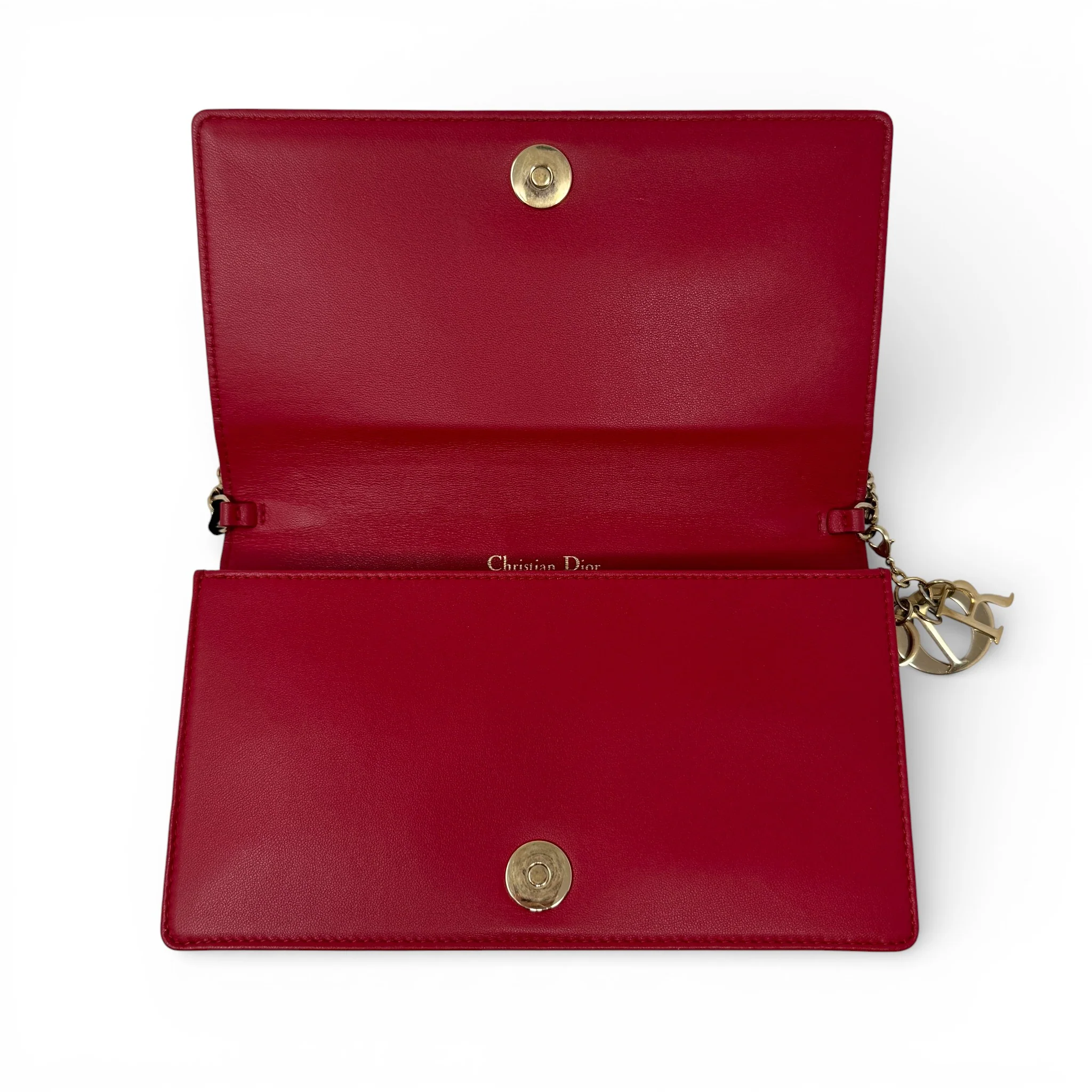 Dior Red Lady Dior Pouch with Chain - Image 10