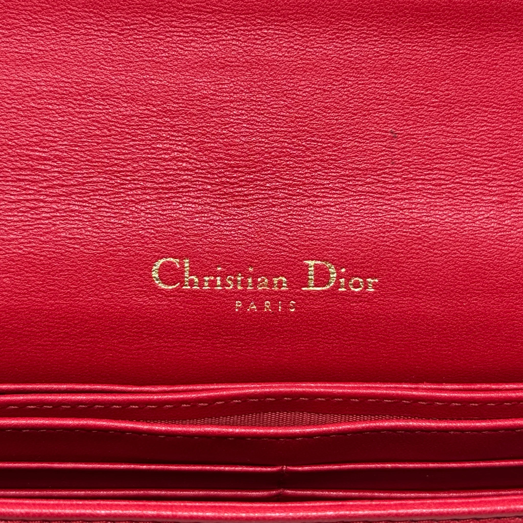 Dior Red Lady Dior Pouch with Chain - Image 11