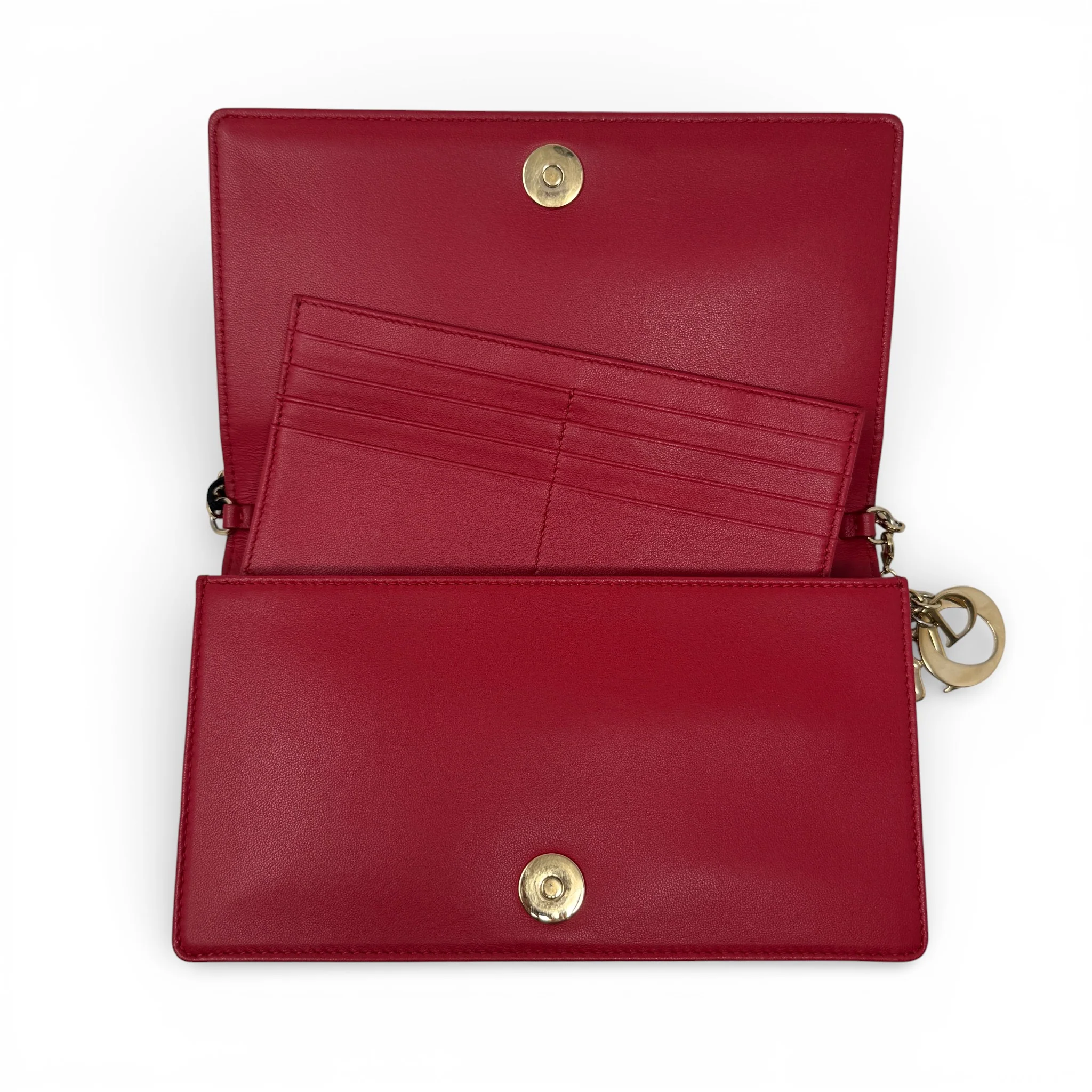 Dior Red Lady Dior Pouch with Chain - Image 12