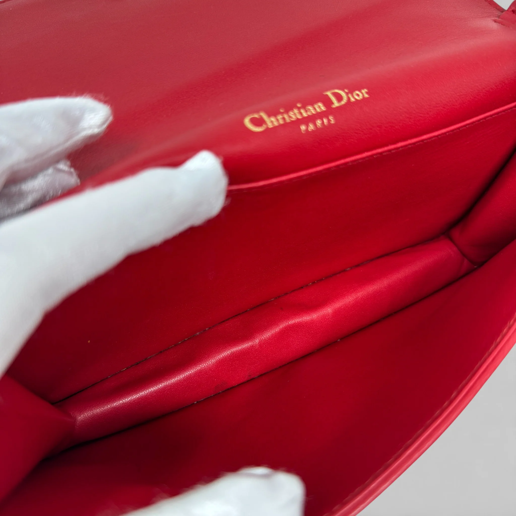 Dior Red Lady Dior Pouch with Chain - Image 13