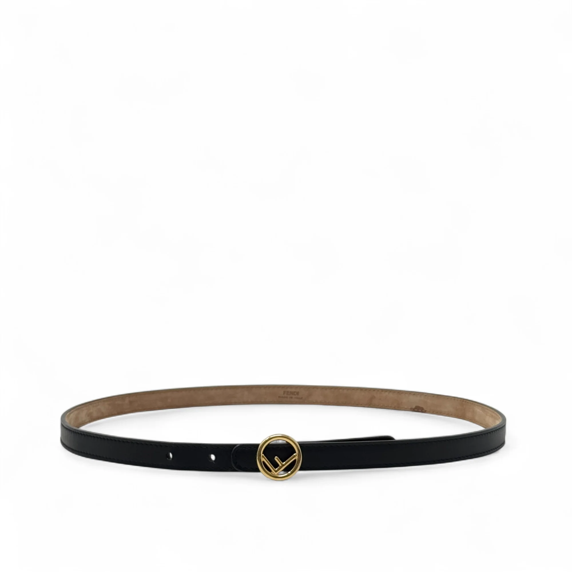Fendi Black F Logo Slim Belt - Image 3