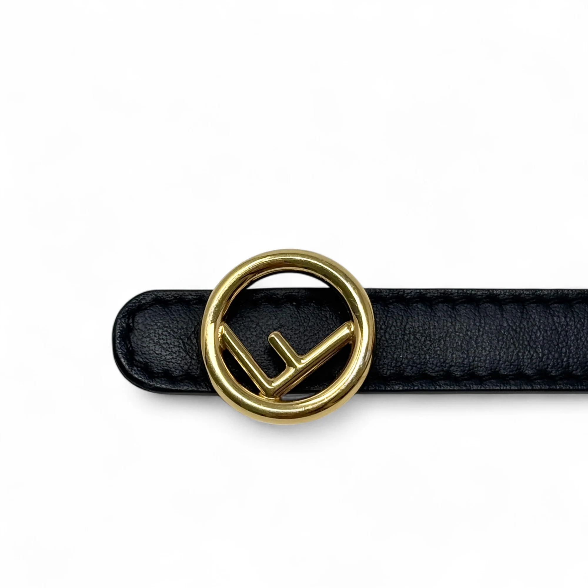 Fendi Black F Logo Slim Belt - Image 4