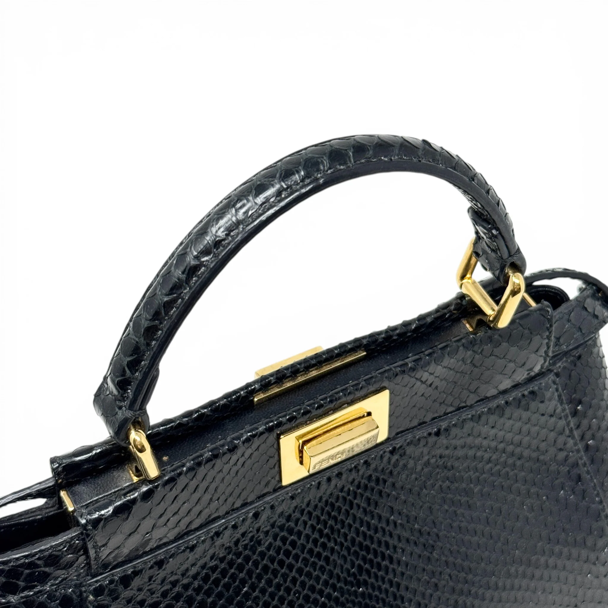 Fendi Black Snakeskin Mini Peekaboo - Image 10