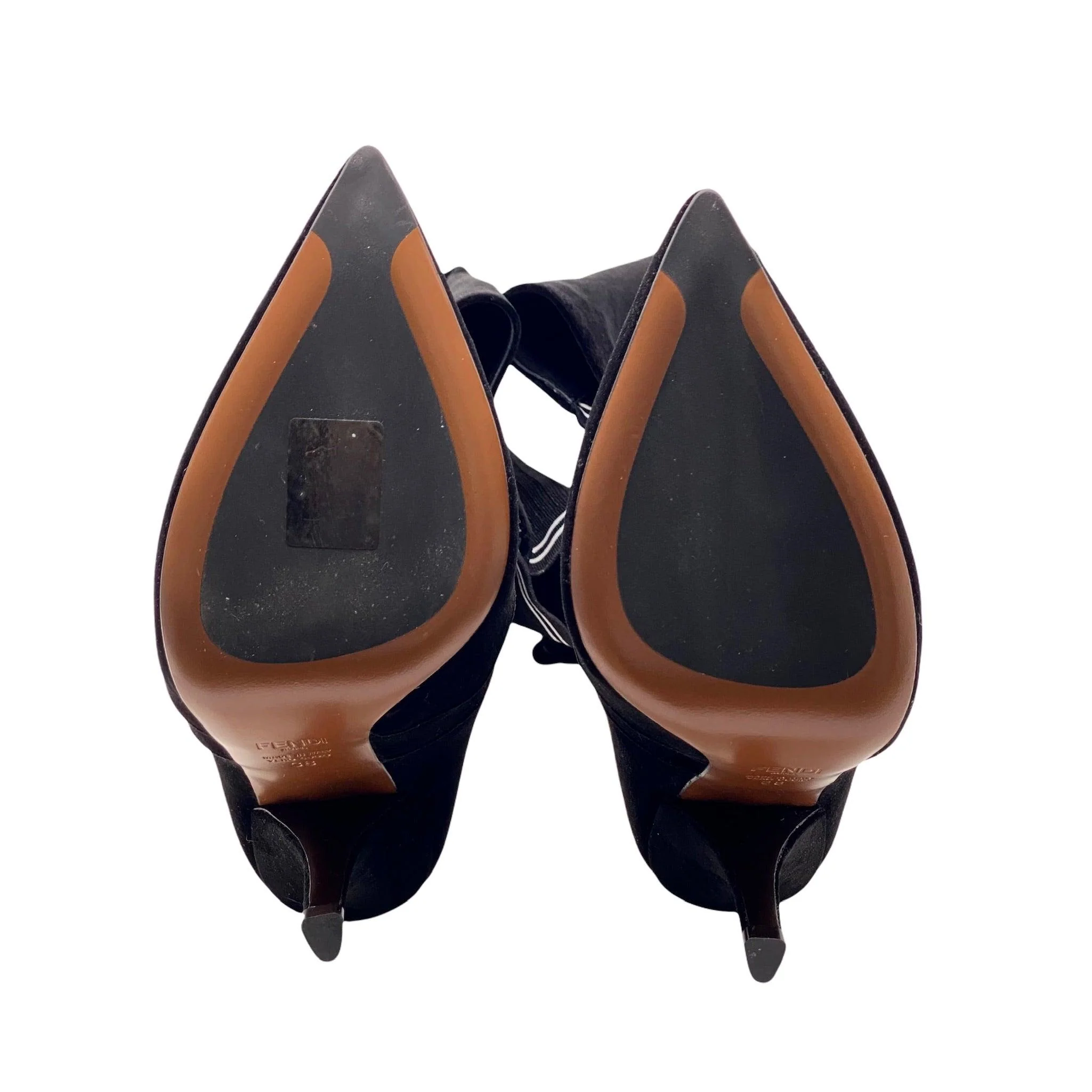 Fendi Black Velvet Over-the-Knee Rockoko Boots 38 - Image 4