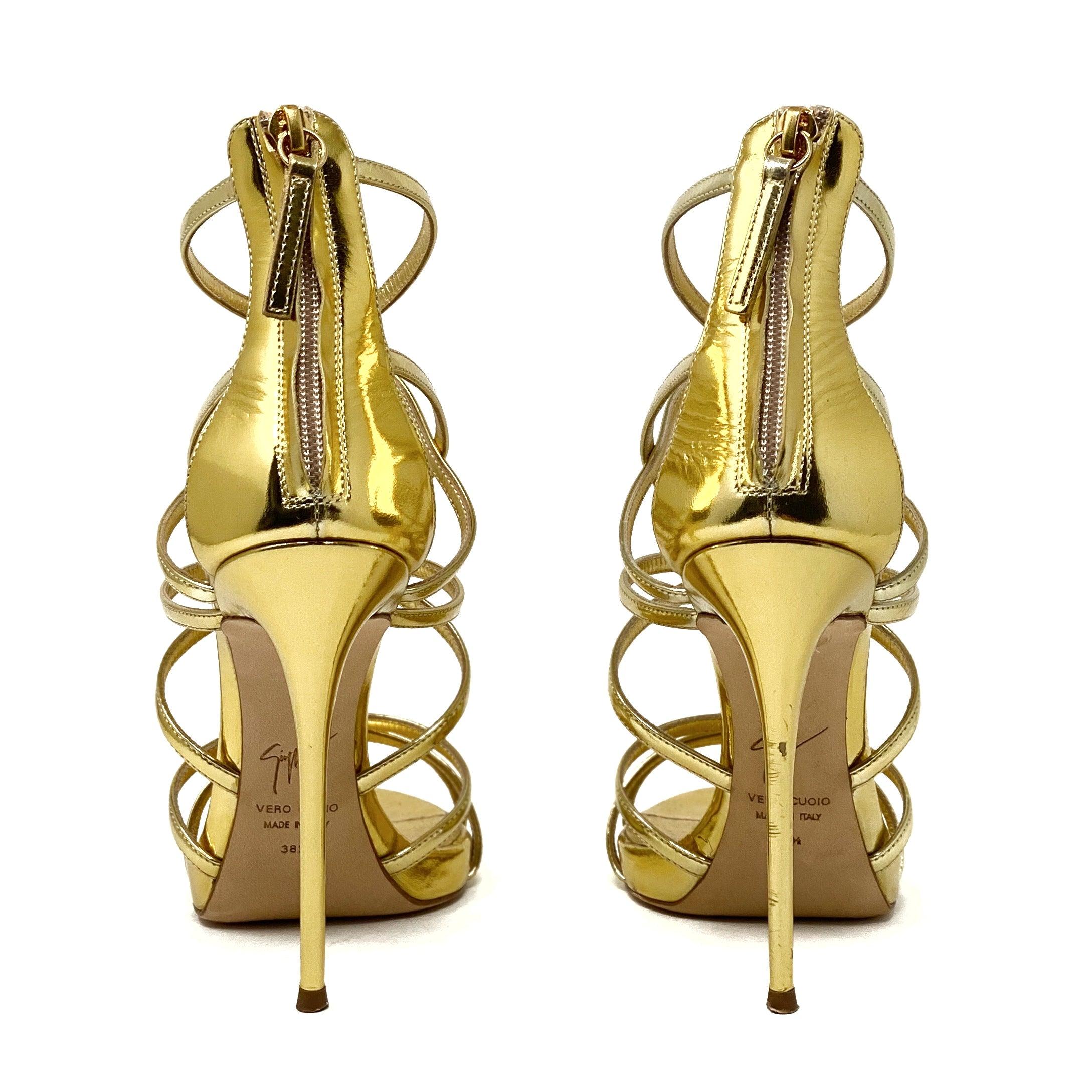 Giuseppe Zanotti Gold Patent Coline Sandals 38.5 - Image 3