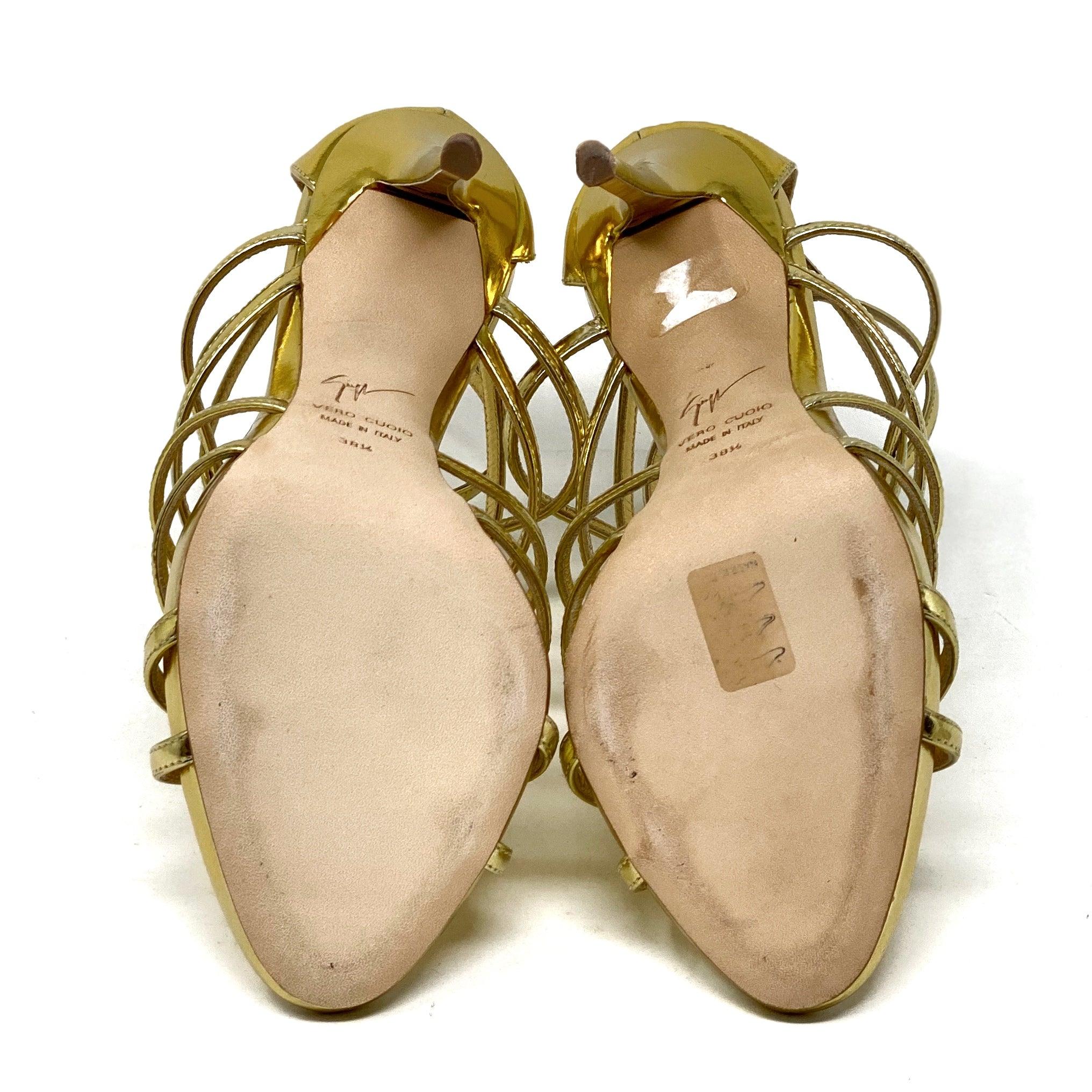 Giuseppe Zanotti Gold Patent Coline Sandals 38.5 - Image 4