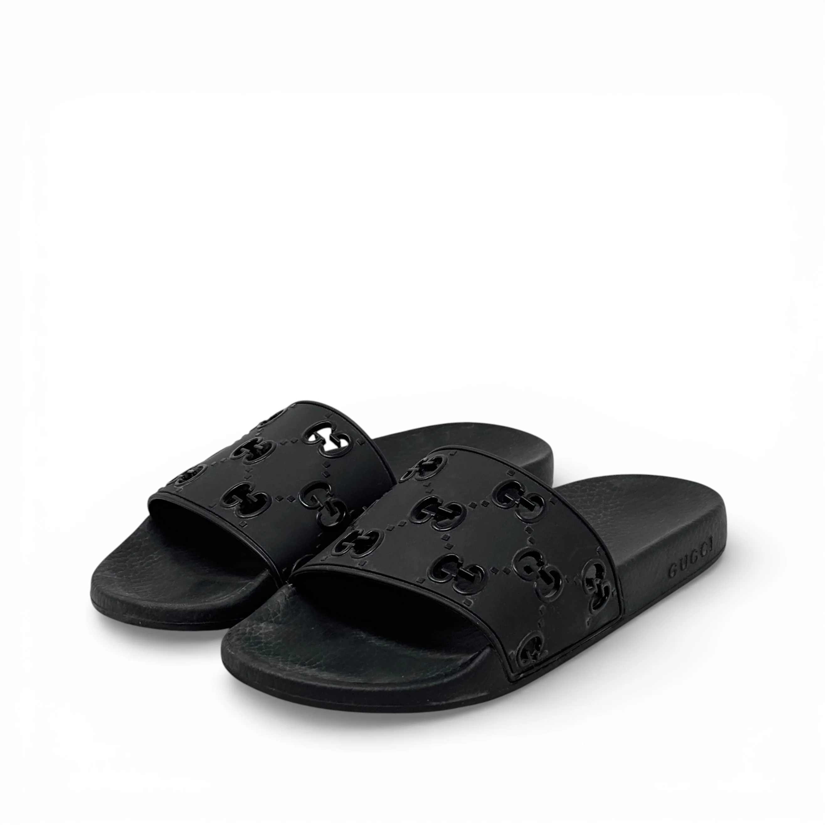 Gucci Black Rubber Logo Slides 41 - Image 2